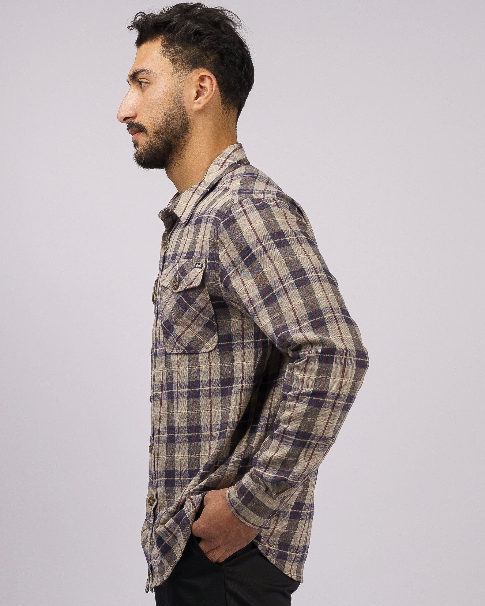 Ruffin L/S Flannel - Navy 