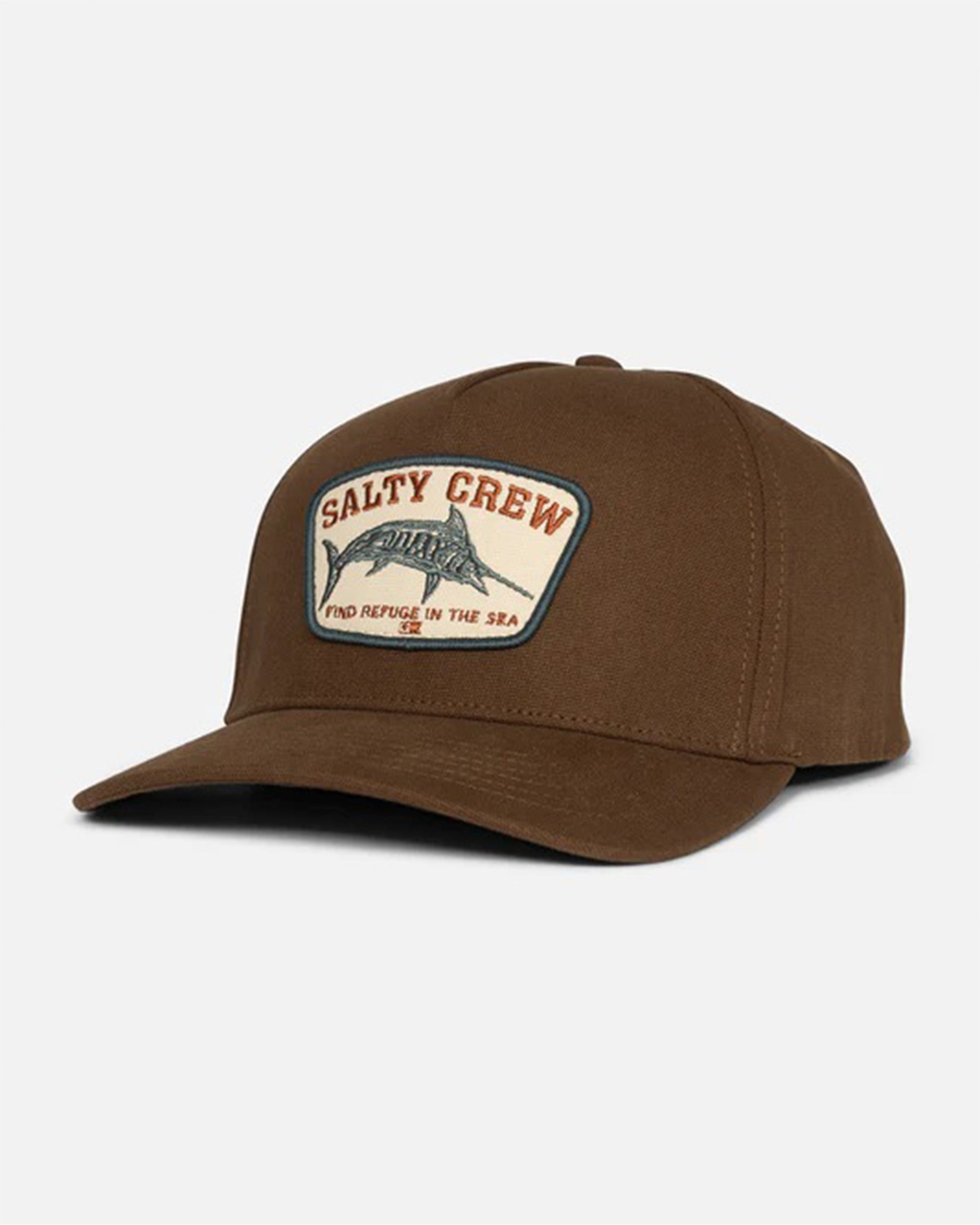 Salty Crew Billfisher 5 Panel Hat - Dark Brown