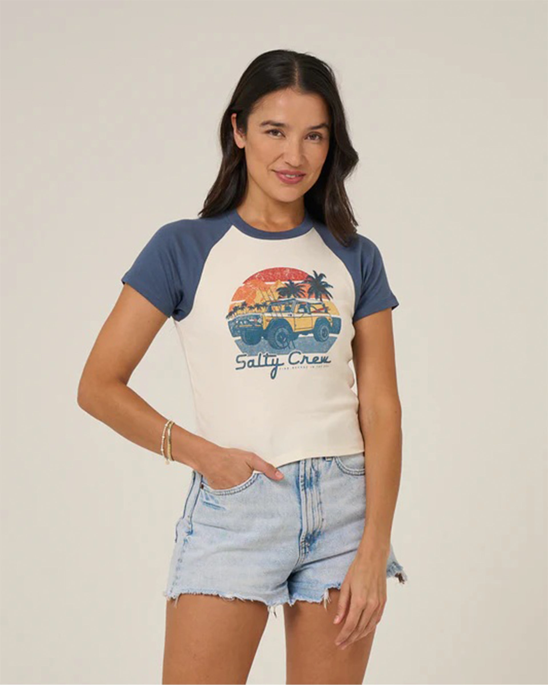 Salty Crew Women's Drive To The Sea Raglan T-Shirt - Indigo