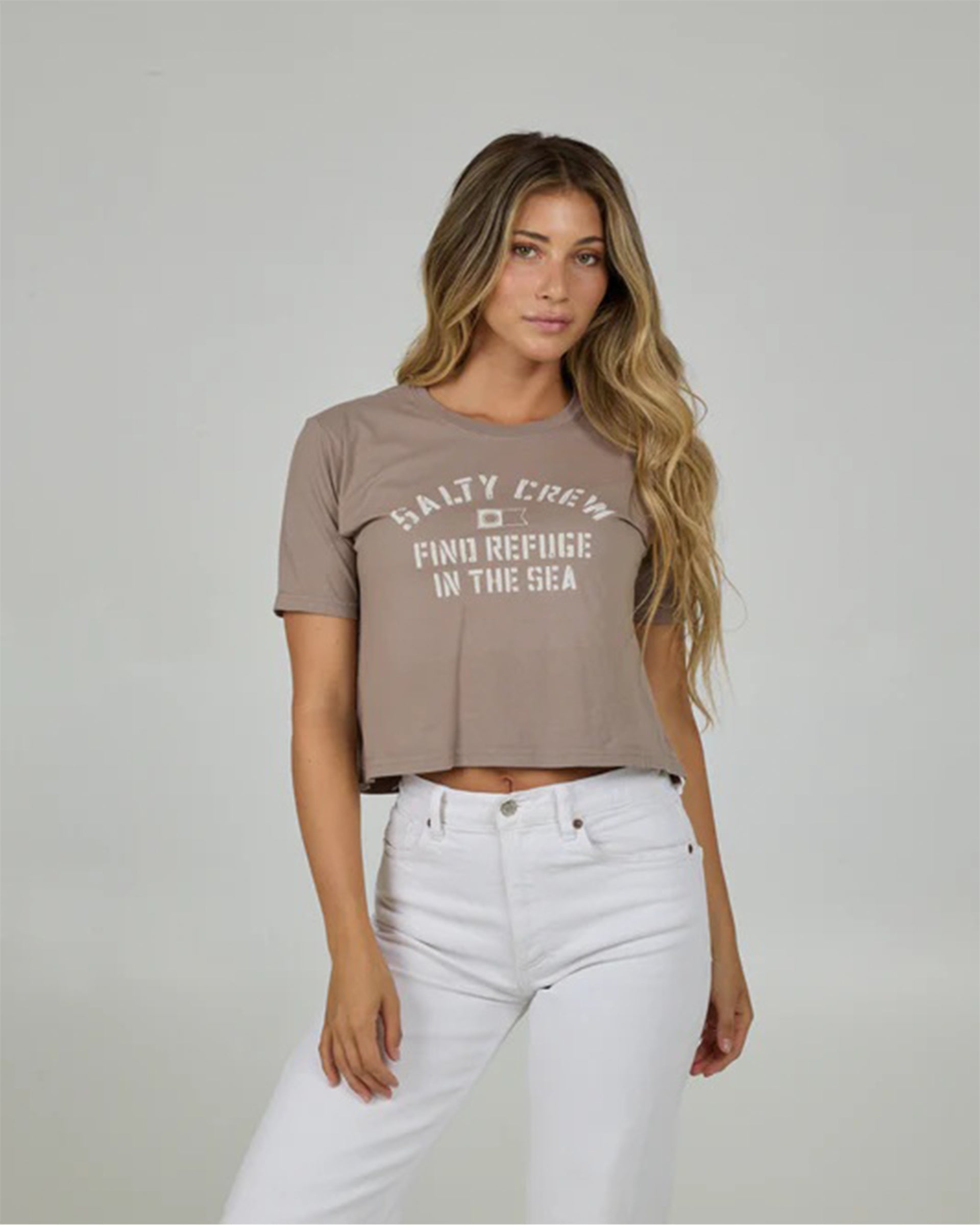 Salty Crew Women's Even Keel Crop Tee - Taupe