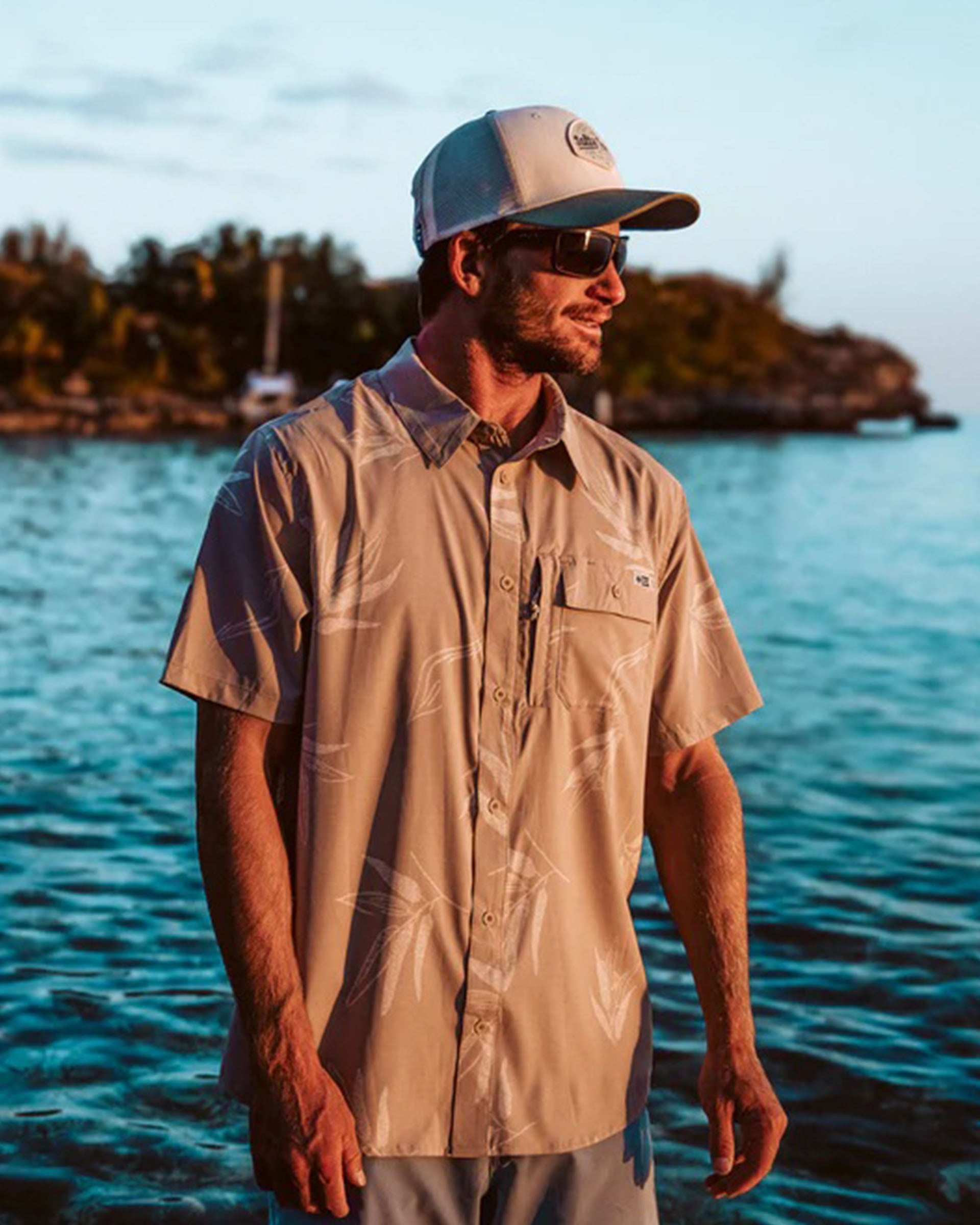 Salty Crew Flagship UV Button Up Shirt - Dark Khaki