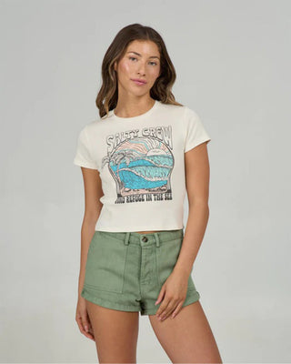 Salty Crew Women's Keyhole Baby T-Shirt - Off White