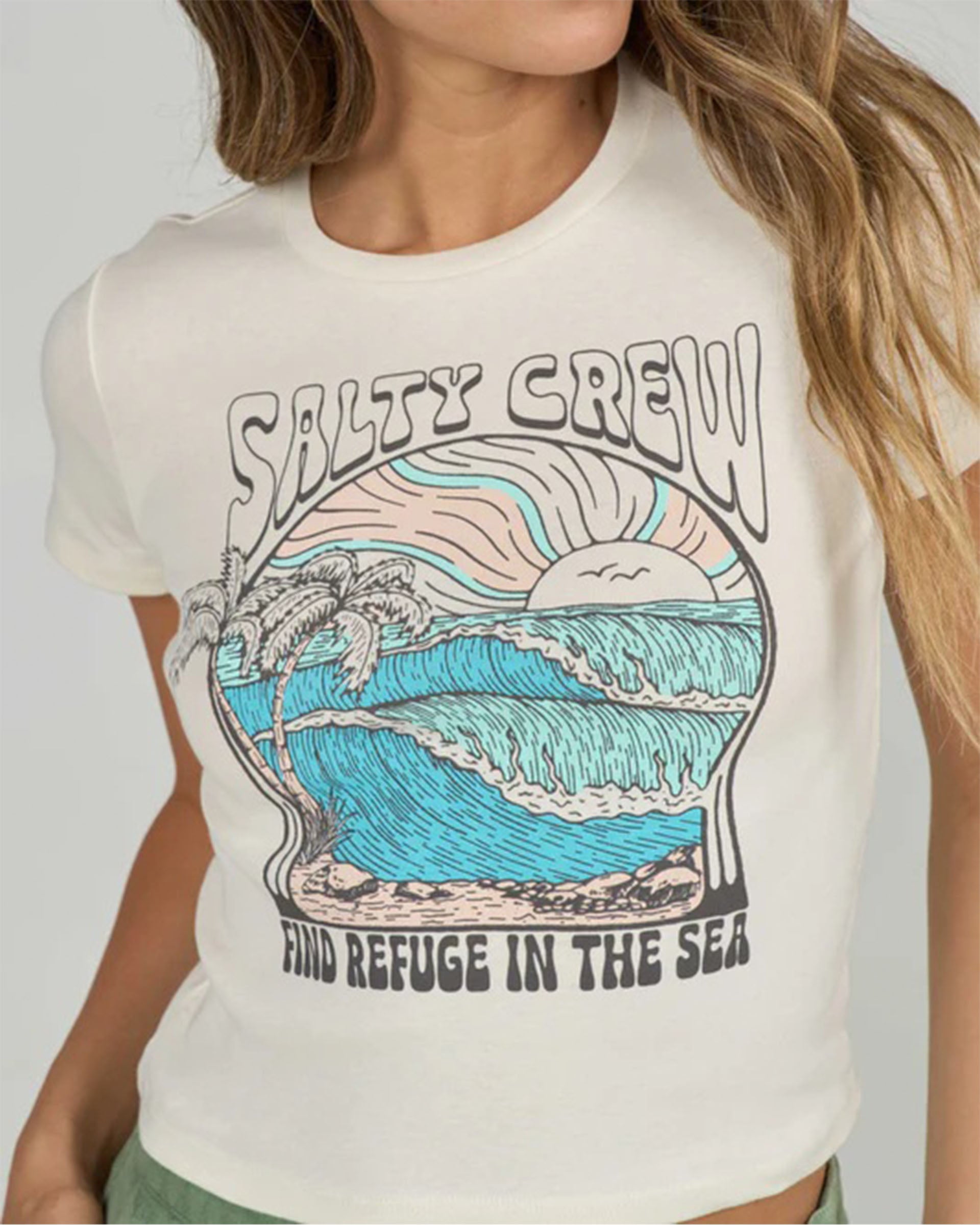 Salty Crew Women's Keyhole Baby T-Shirt - Off White