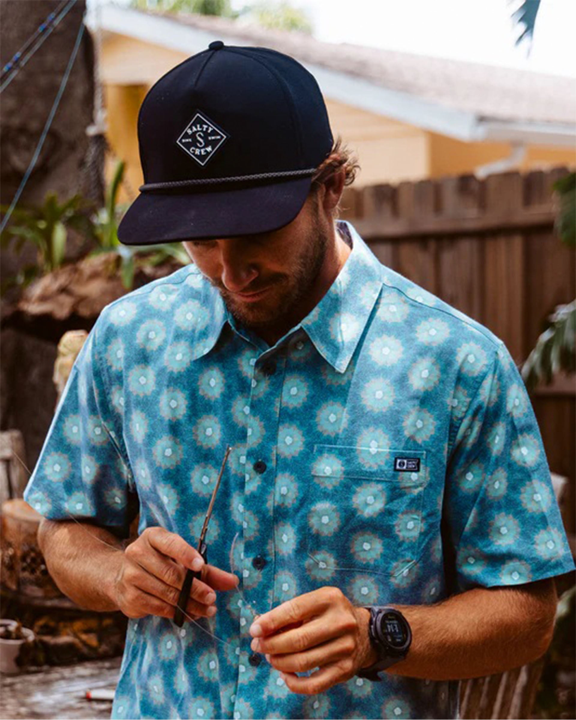 Salty Crew Long Range Snapback Hat - Black