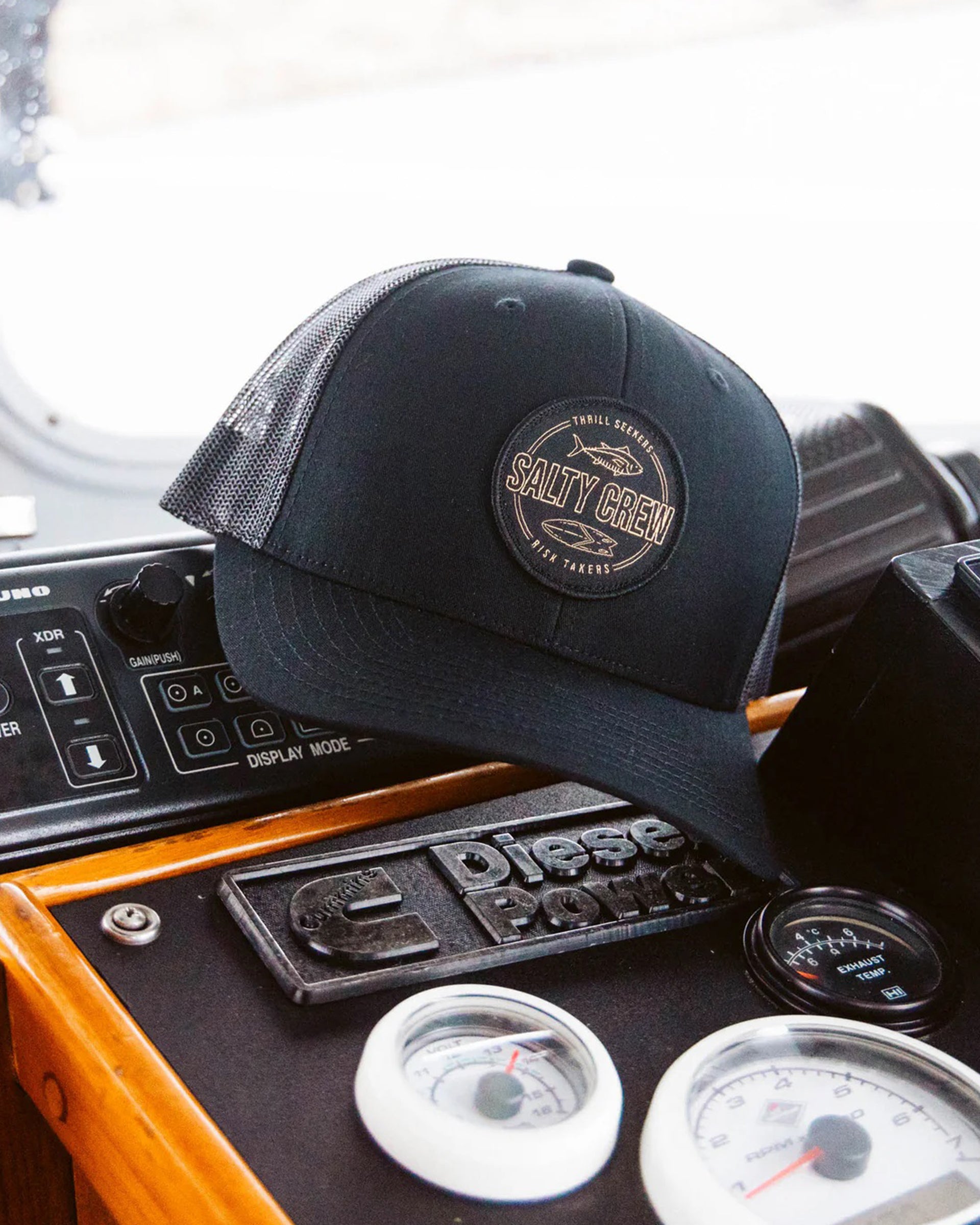 Salty Crew Outlined Retro Trucker Hat - Black