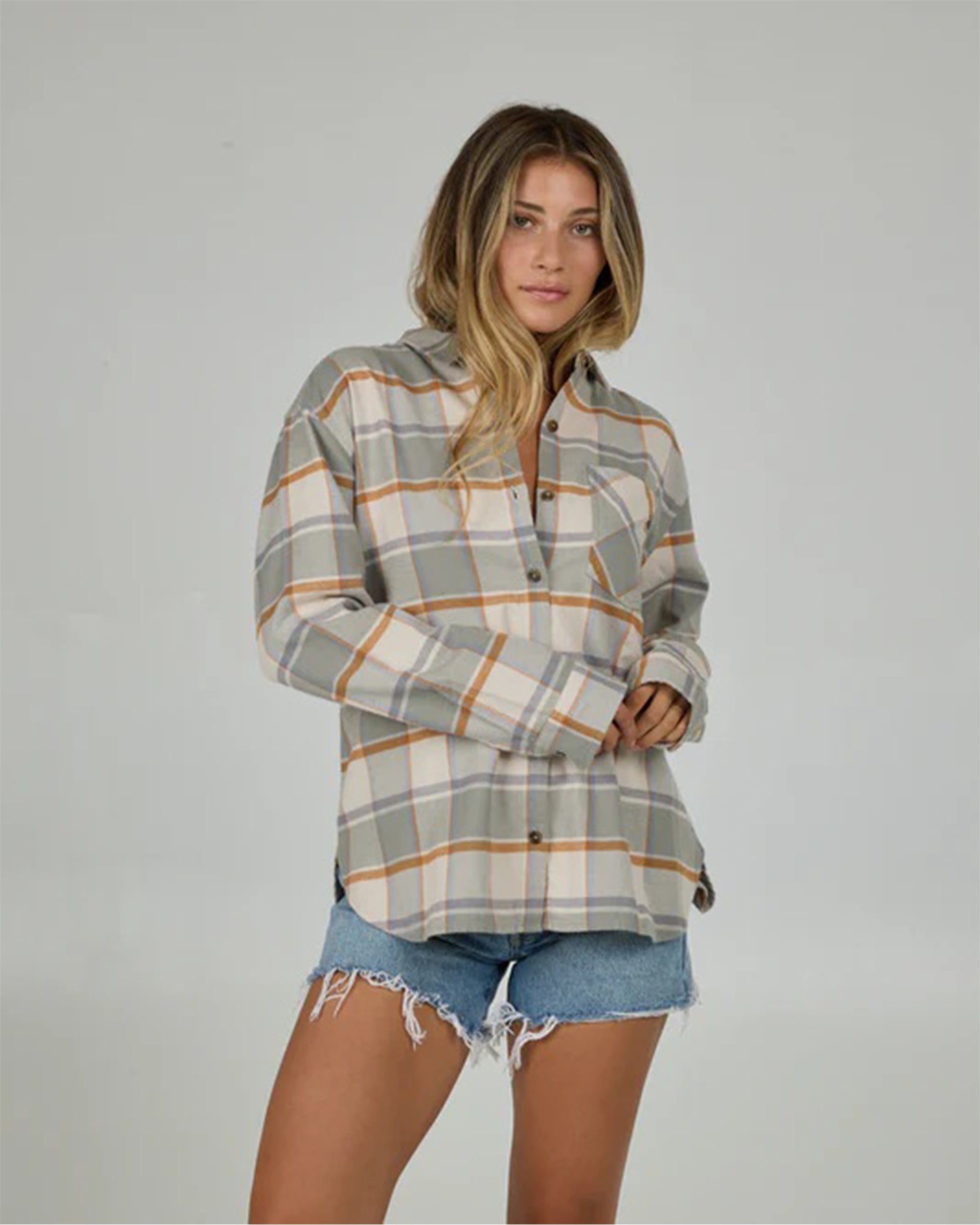 Salty Crew Women's Shore Break Flannel - Clay Grey