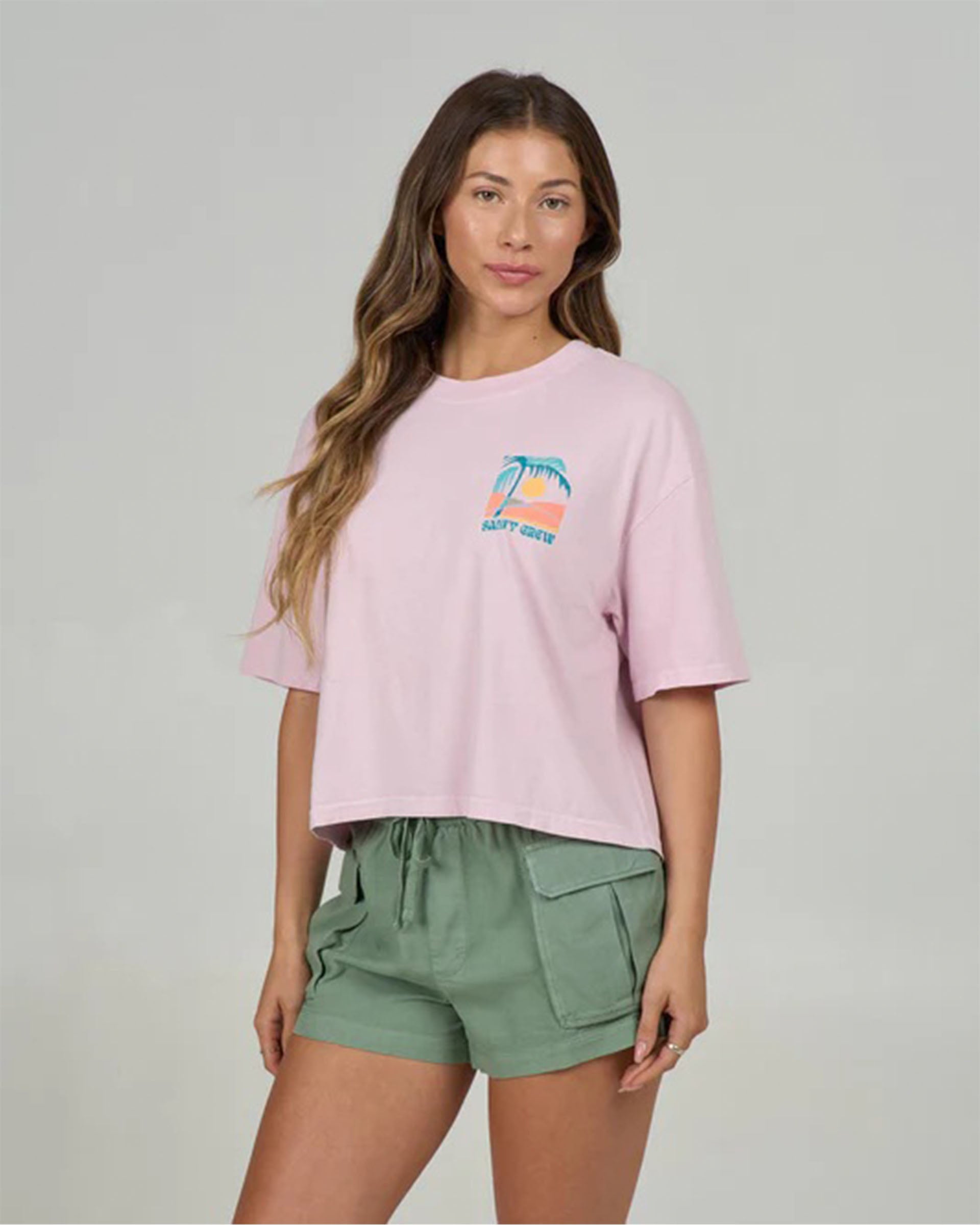 Salty Crew Travel Far Skimmer Short Sleeve T-Shirt - Pink Skies