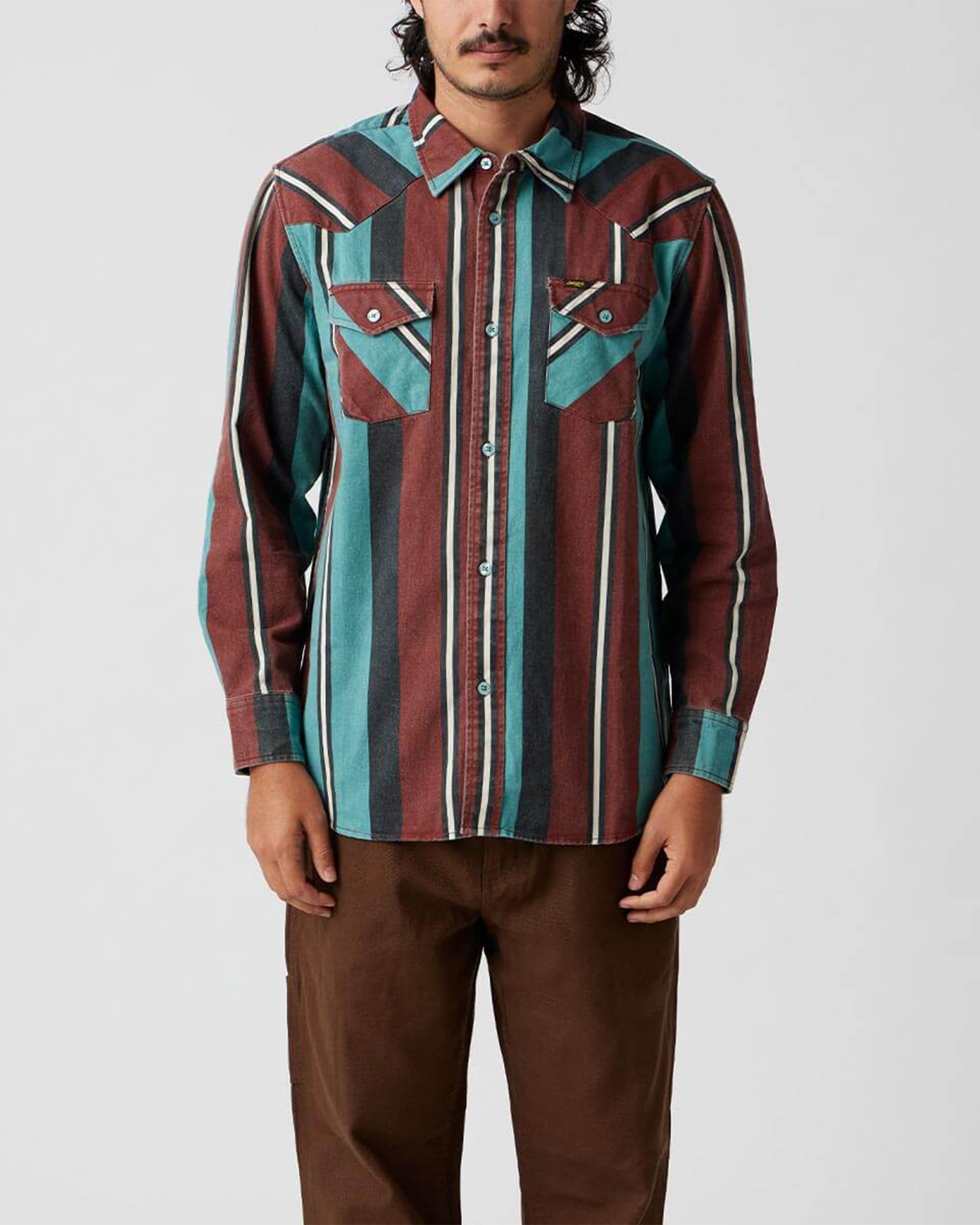 Seager Co. Amarillo Long Sleeve Shirt - Turquoise Stripe