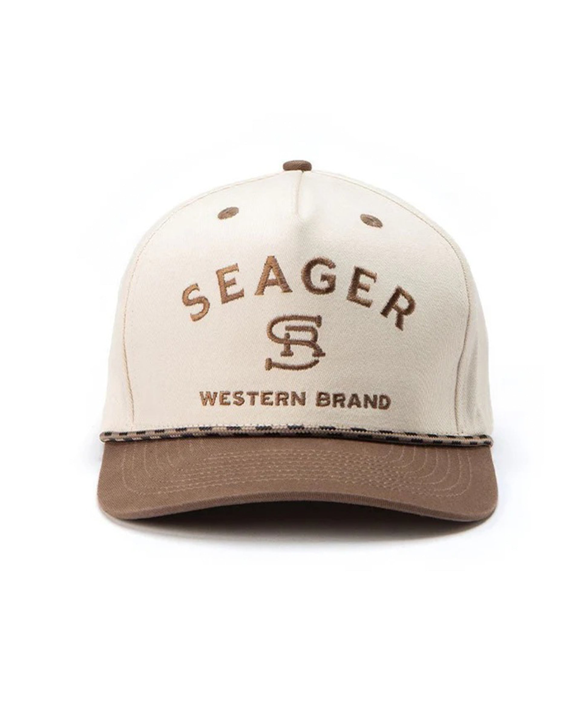 Seager Co. Branded Snapback Hat - Cream/Brown