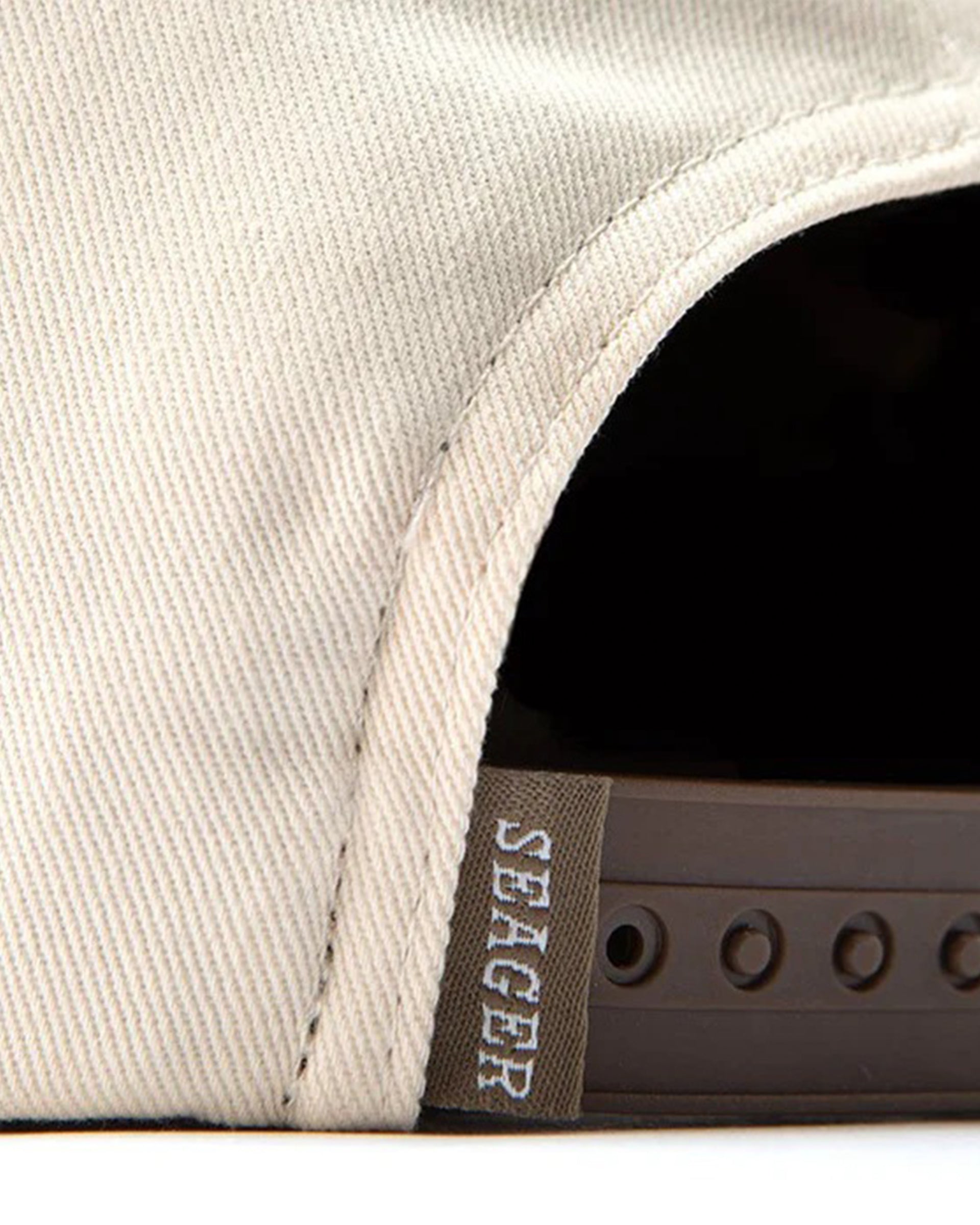 Seager Co. Branded Snapback Hat - Cream/Brown