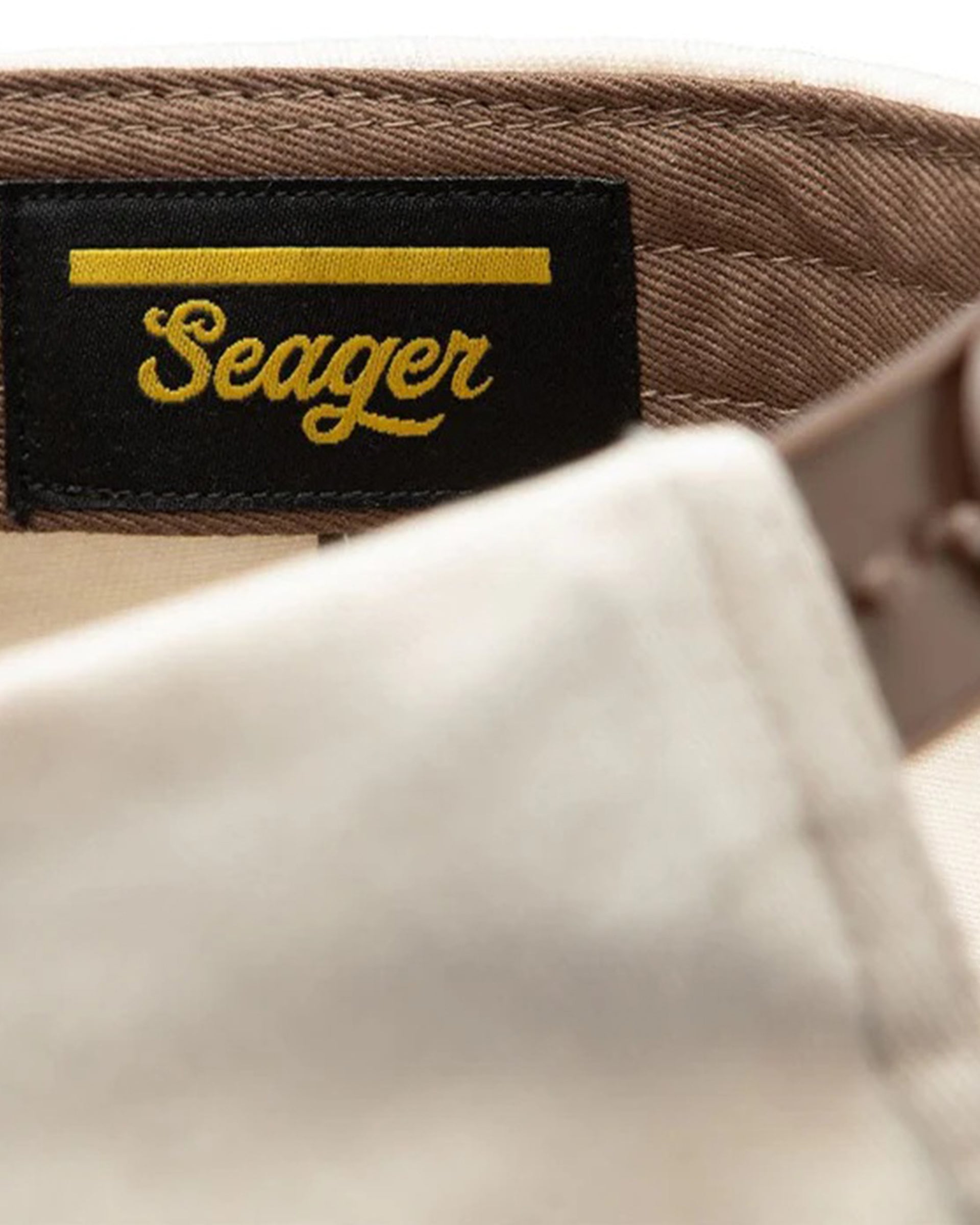 Seager Co. Branded Snapback Hat - Cream/Brown