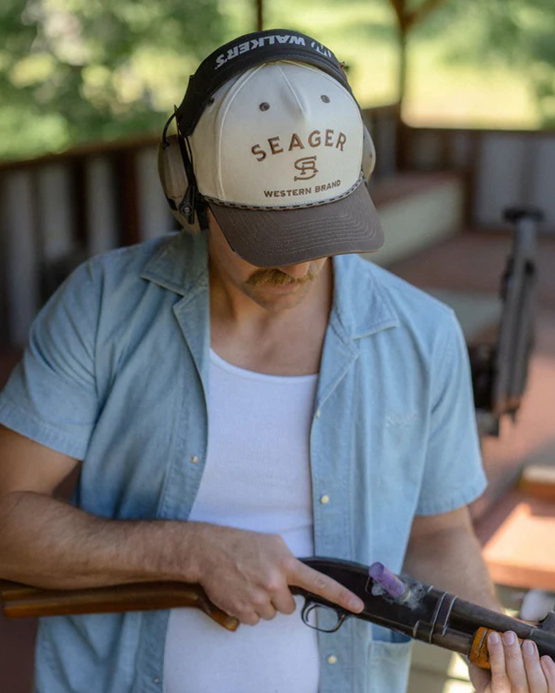 Seager Co. Branded Snapback Hat - Cream/Brown