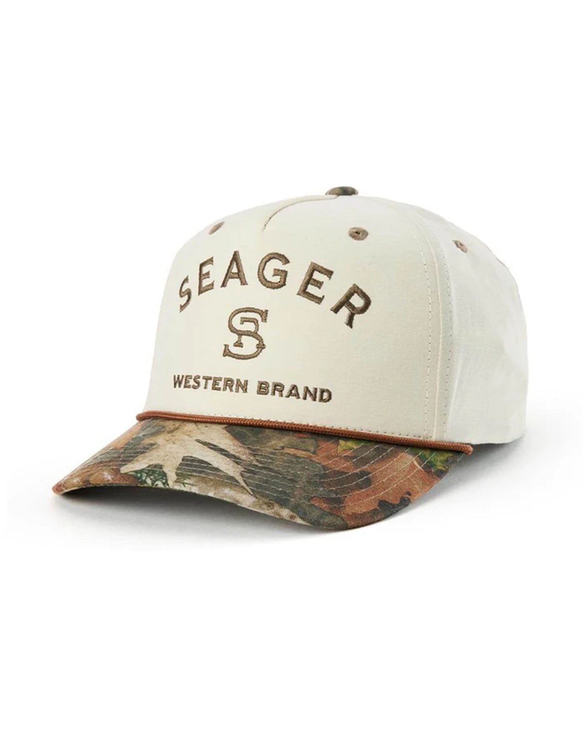 Seager Co. Branded Snapback Hat - Cream/Camo