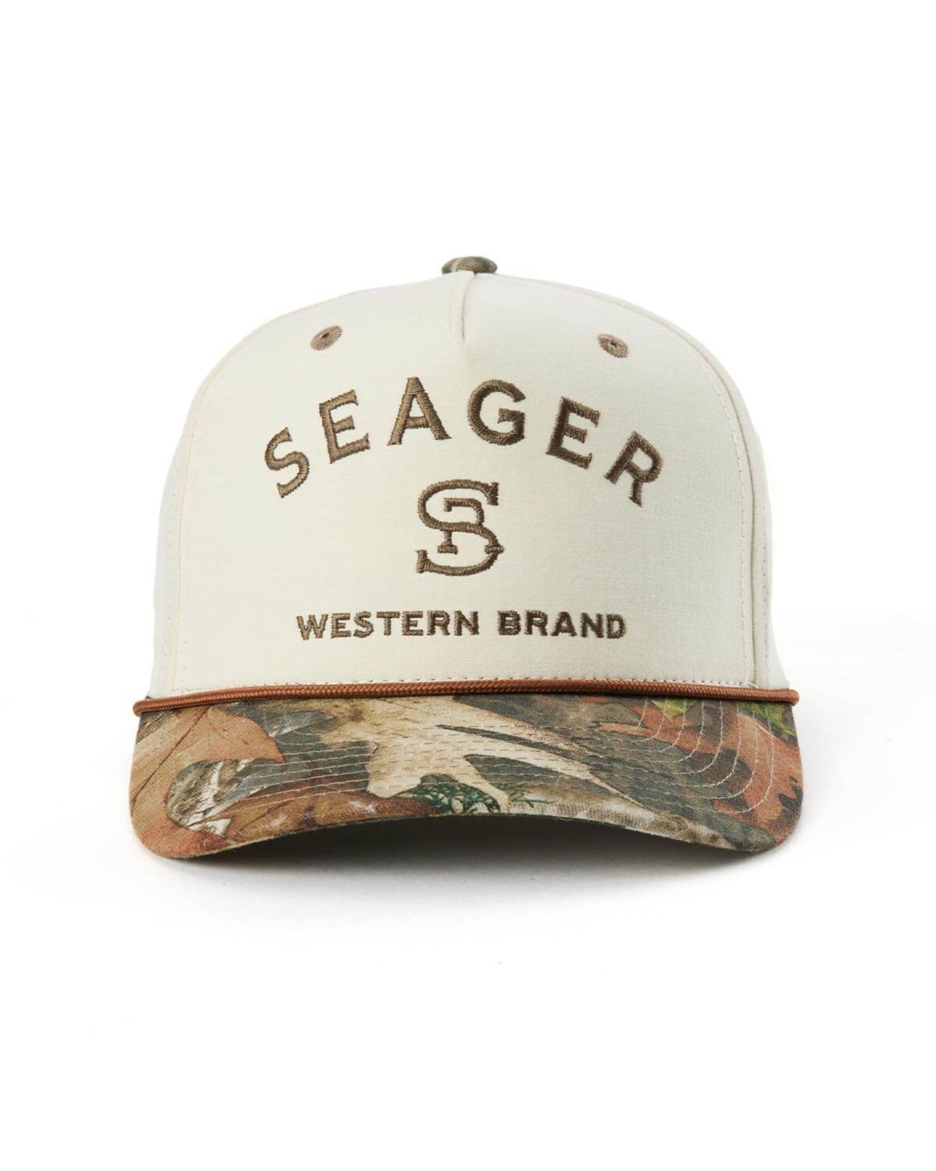 Seager Co. Branded Snapback Hat - Cream/Camo