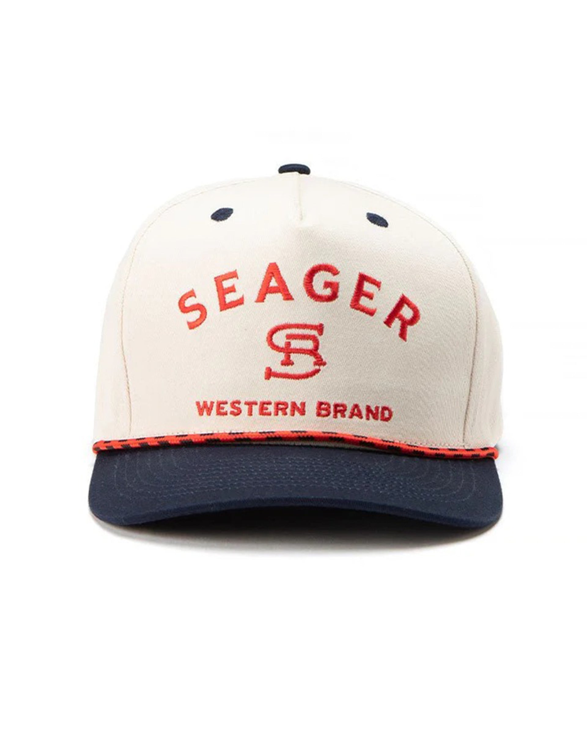 Seager Co. Branded Snapback Hat - Cream/Navy