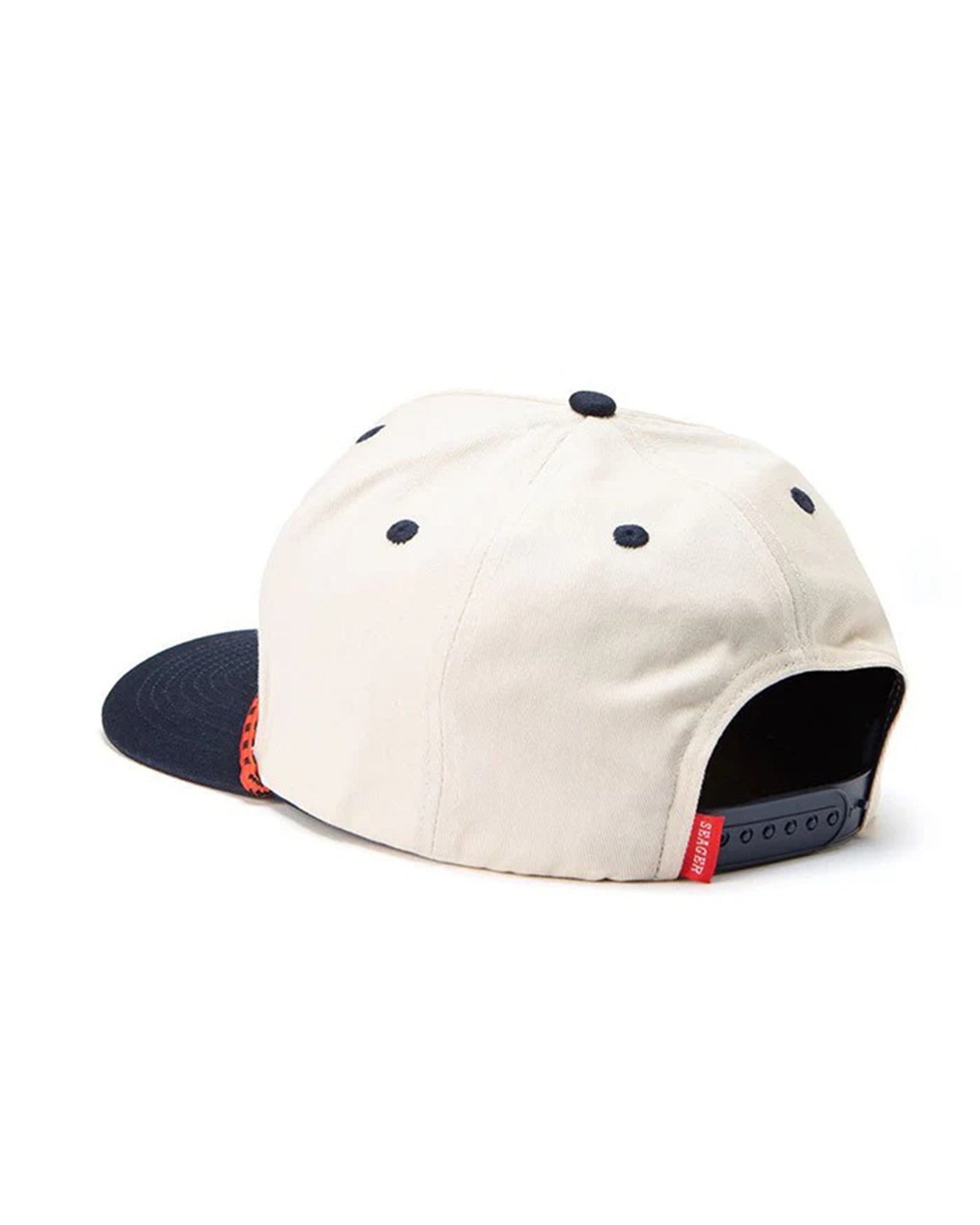 Seager Co. Branded Snapback Hat - Cream/Navy