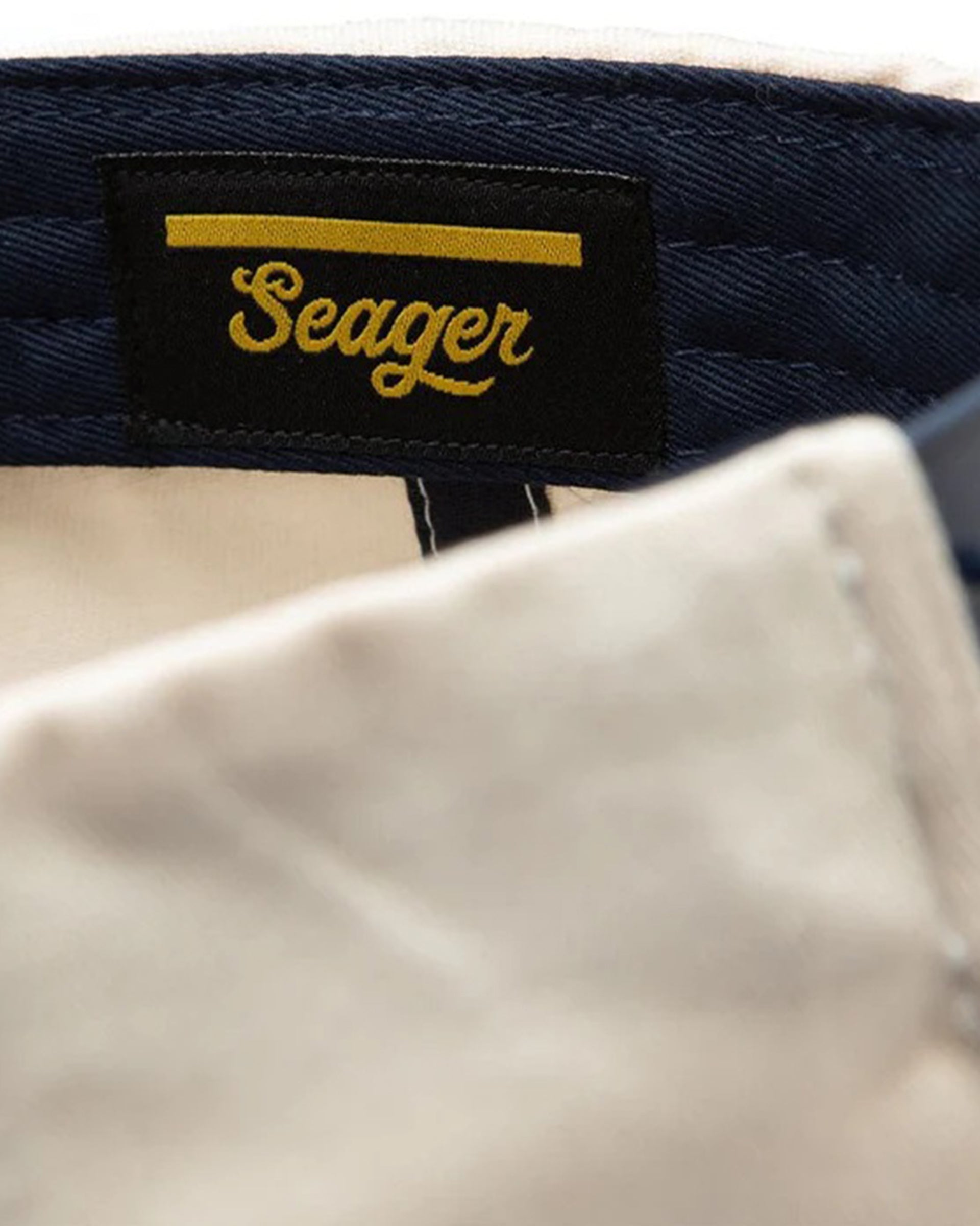 Seager Co. Branded Snapback Hat - Cream/Navy