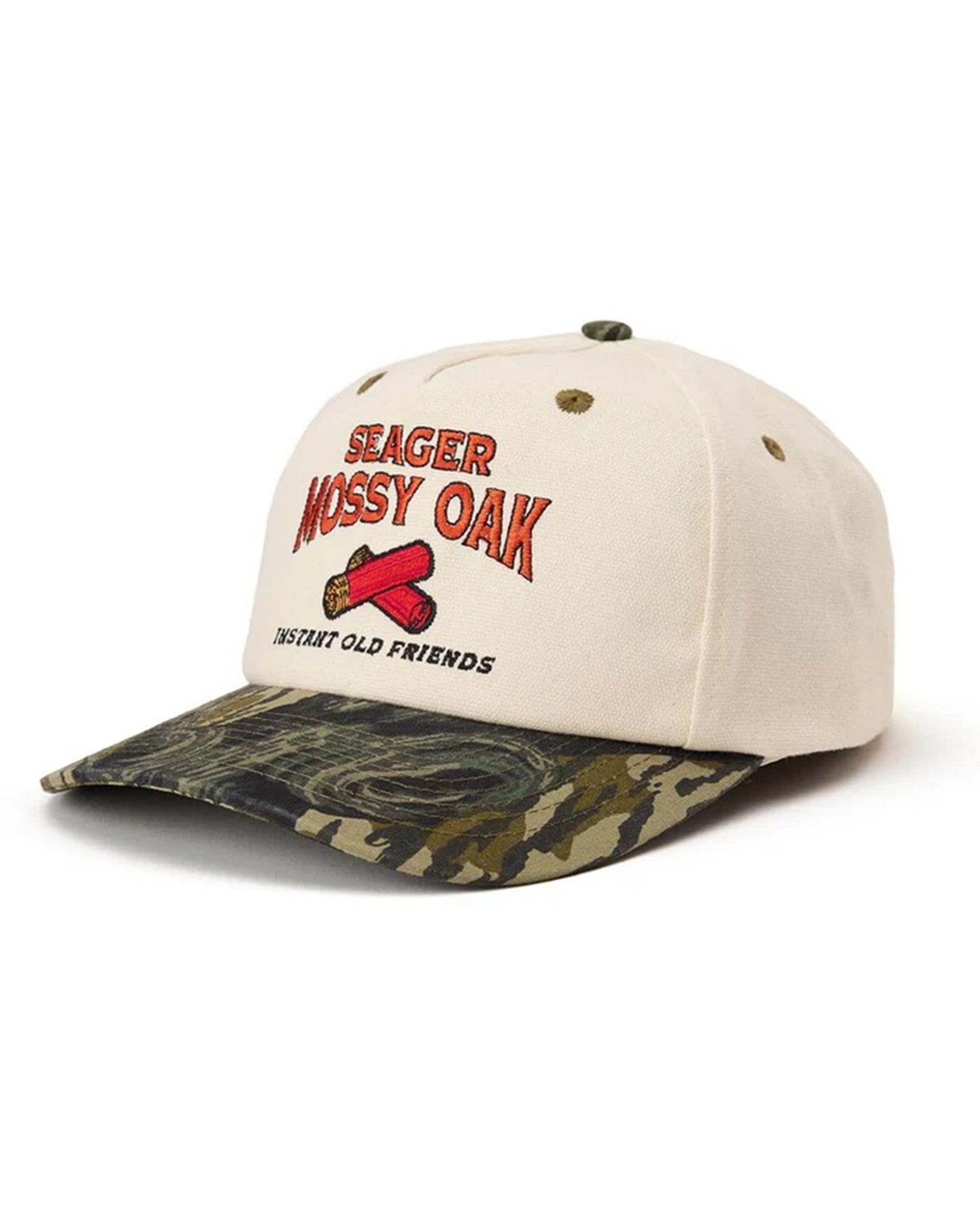 Seager Co. x Mossy Oak Gone Huntin' Snapback Hat - Cream/Camo