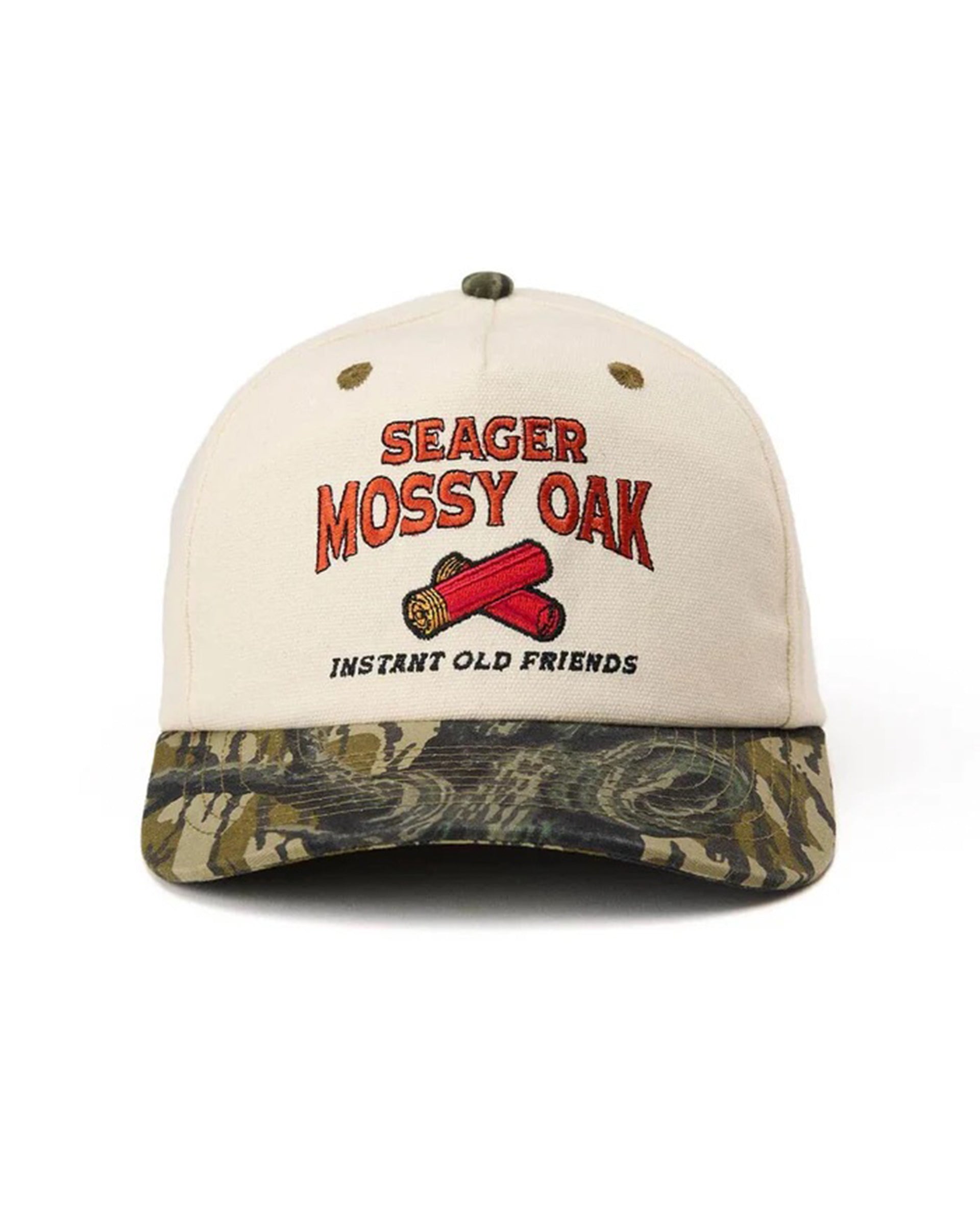 Seager Co. x Mossy Oak Gone Huntin' Snapback Hat - Cream/Camo