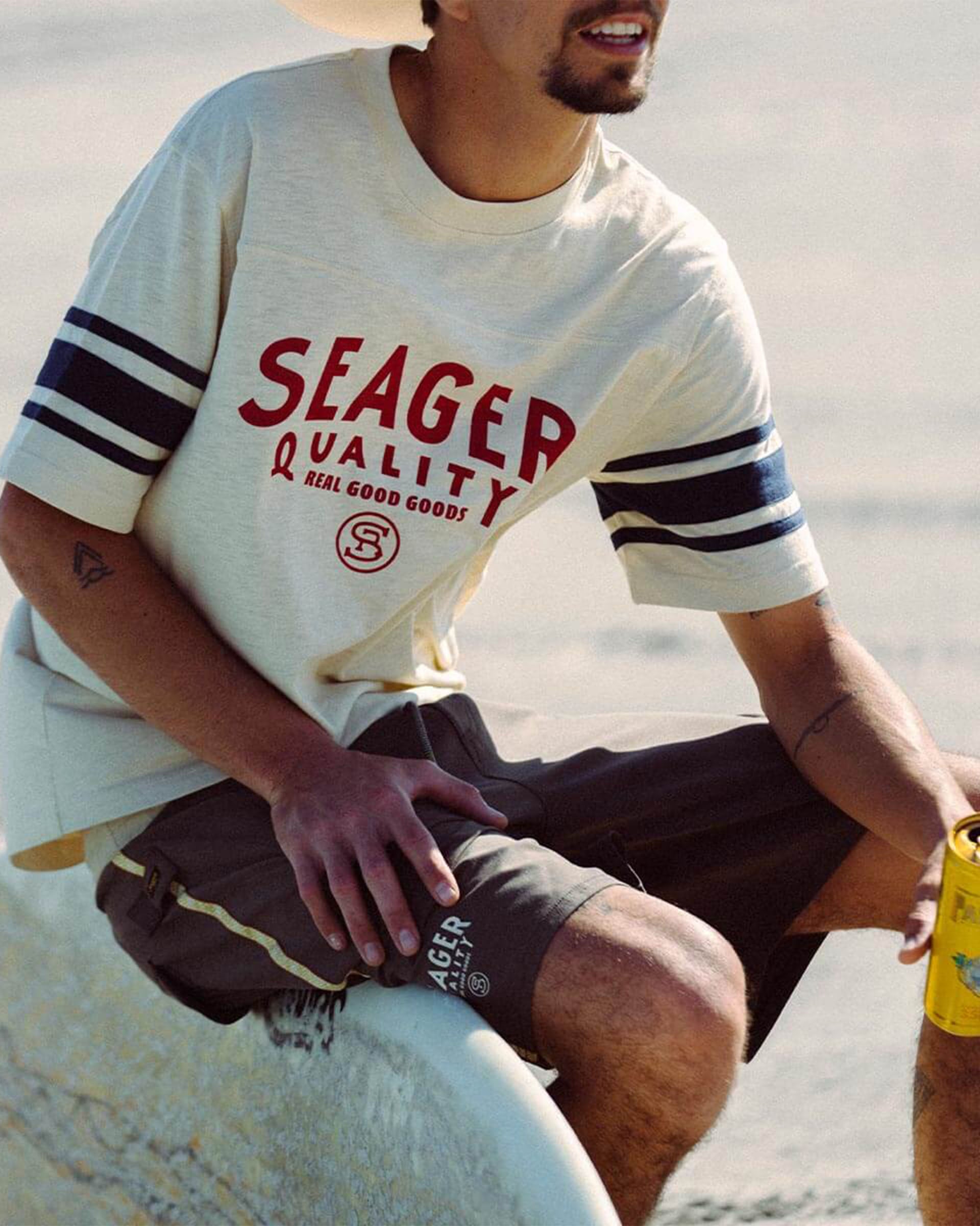 Seager Co. Riggins Crew Short Sleeve T-Shirt - Cream