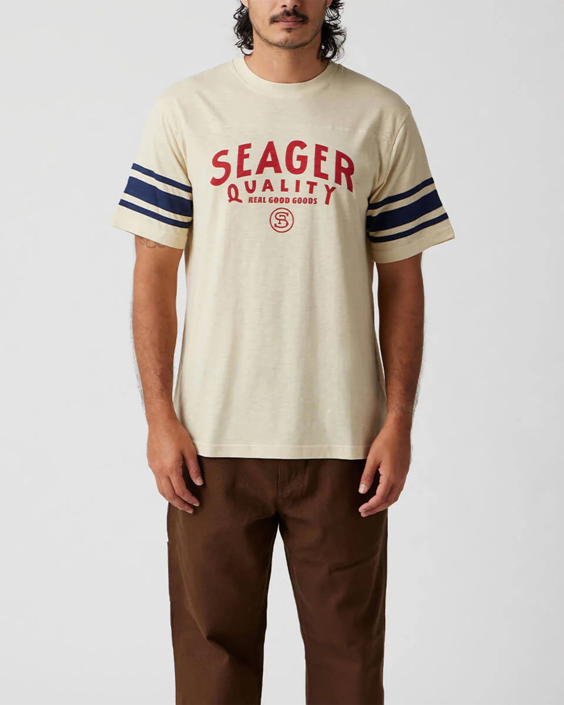 Seager Co. Riggins Crew Short Sleeve T-Shirt - Cream