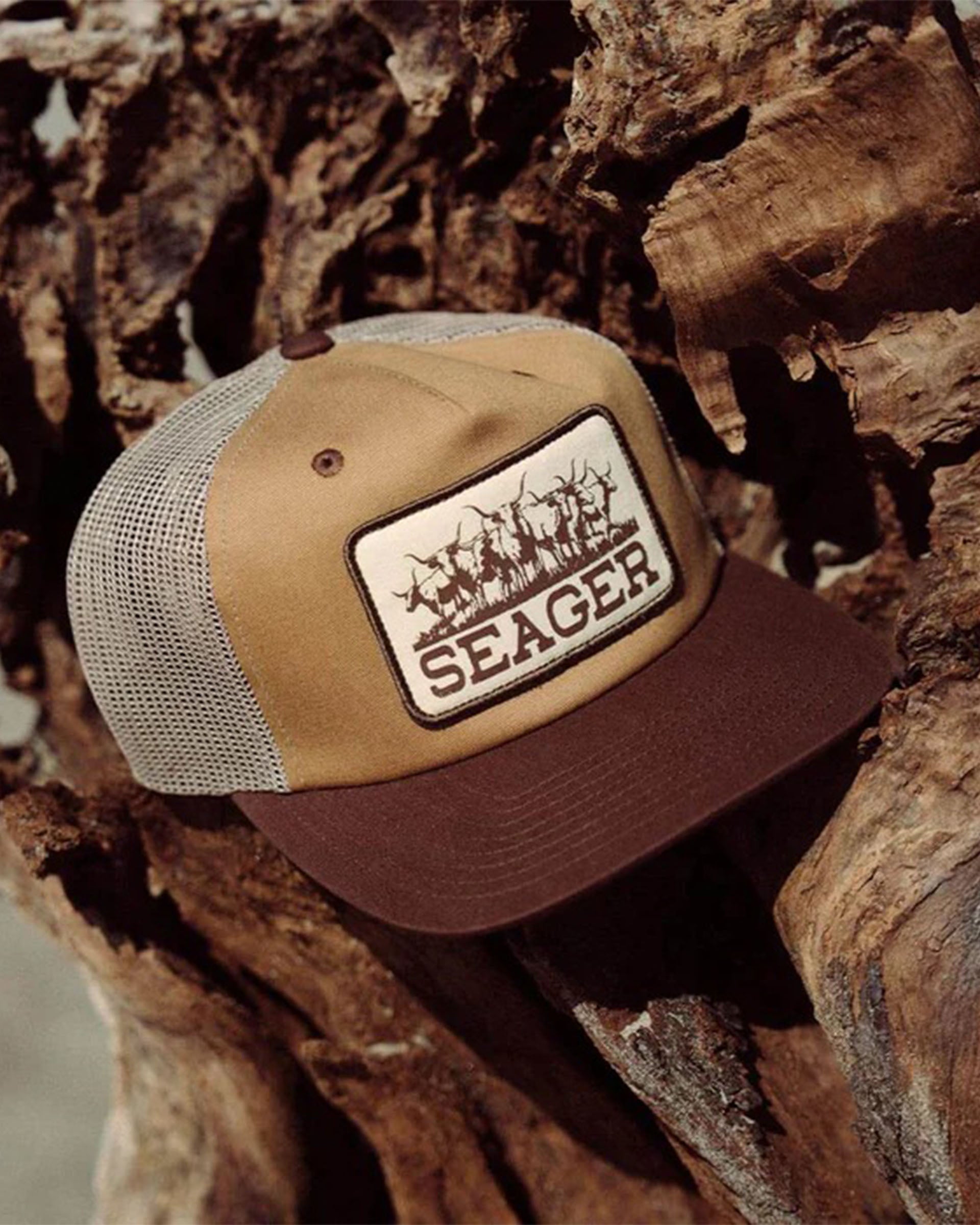 Seager Co. Herd Trucker Snapback Hat - Tan/Brown