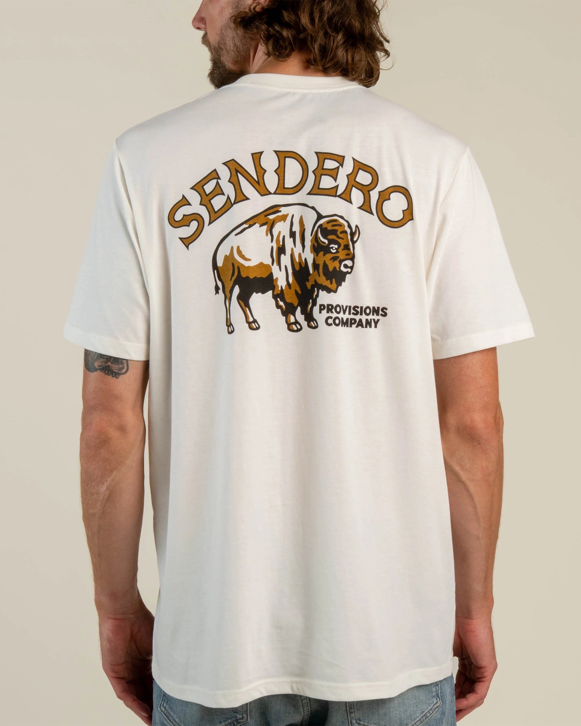 Sendero Provisions Co. American Buffalo Short Sleeve T-Shirt - Vintage White