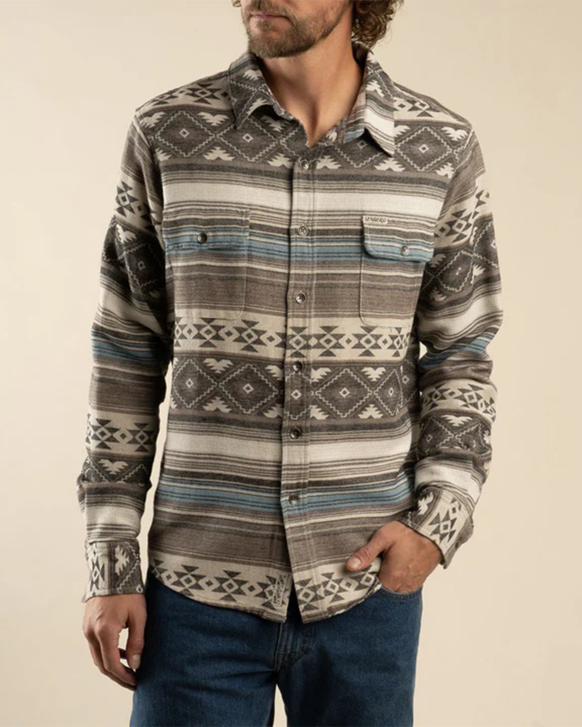 Sendero Provisions Co. Boquillas Long Sleeve Shirt - Cream/Brown