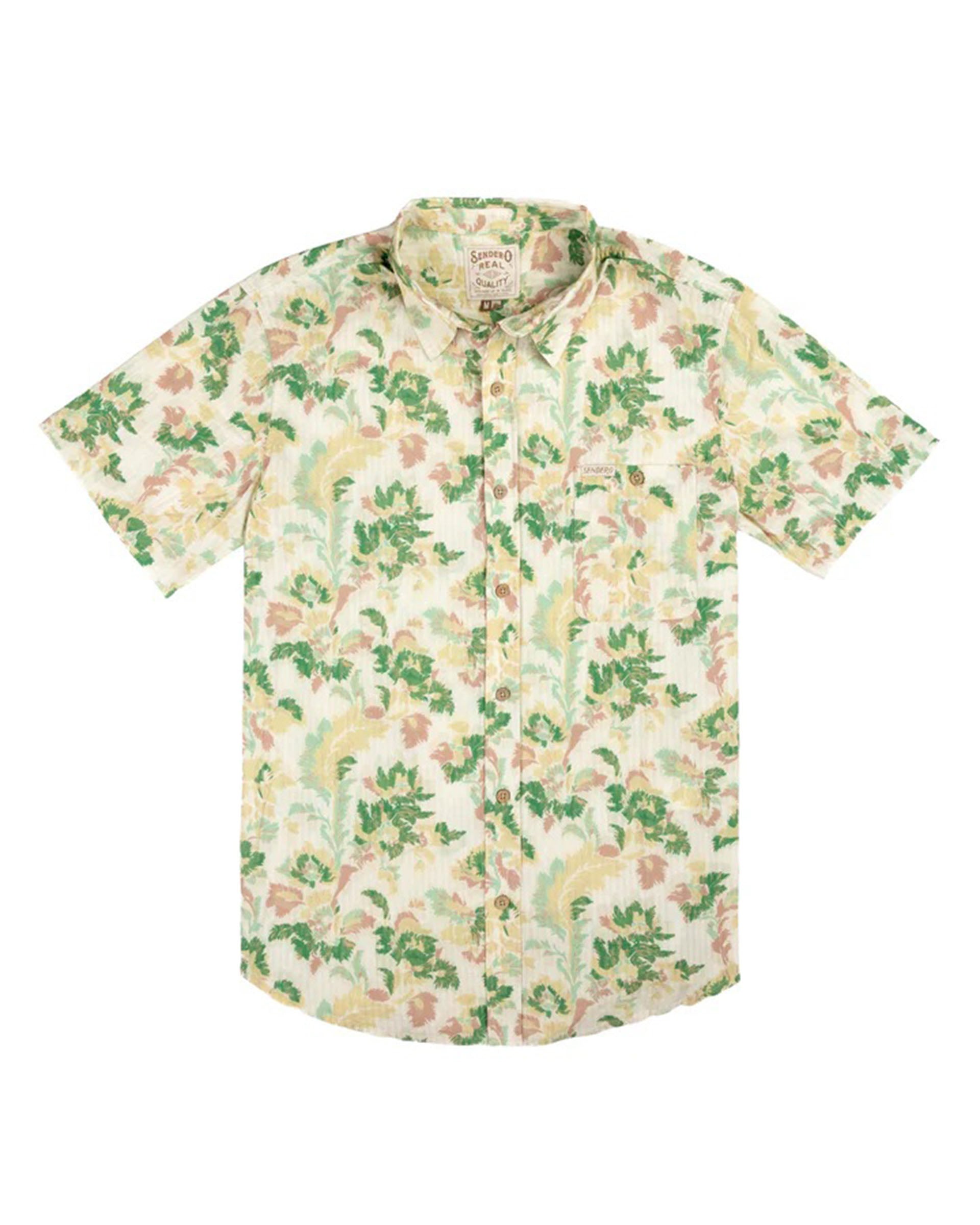 Sendero Provisions Co. City Slicker Short Sleeve Shirt - Alondra - Cream/Green