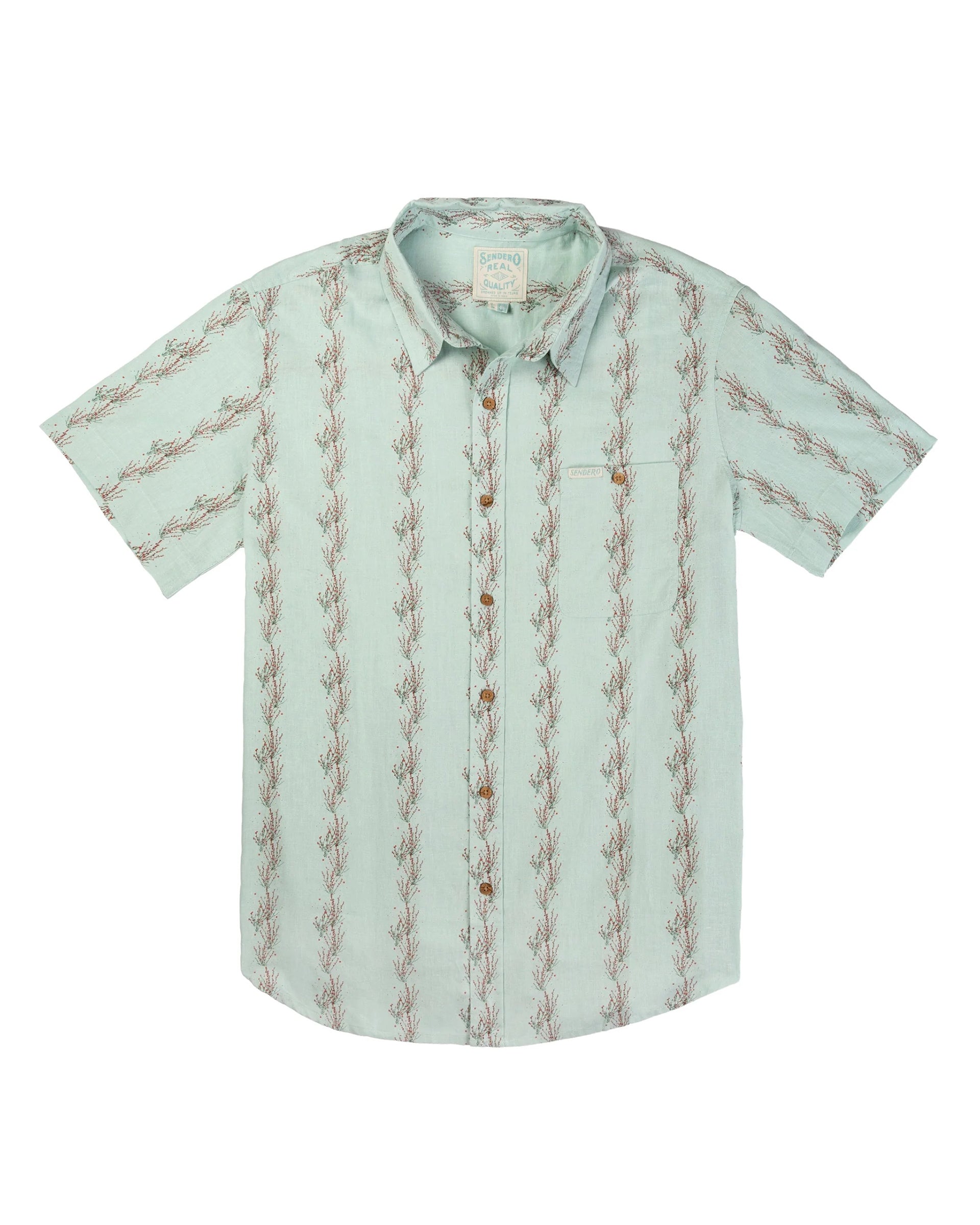 Sendero Provisions Co. City Slicker Short Sleeve Shirt - Ocotillo Stripe Faded Teal