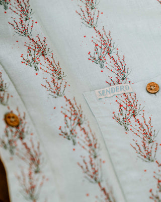 Sendero Provisions Co. City Slicker Short Sleeve Shirt - Ocotillo Stripe Faded Teal