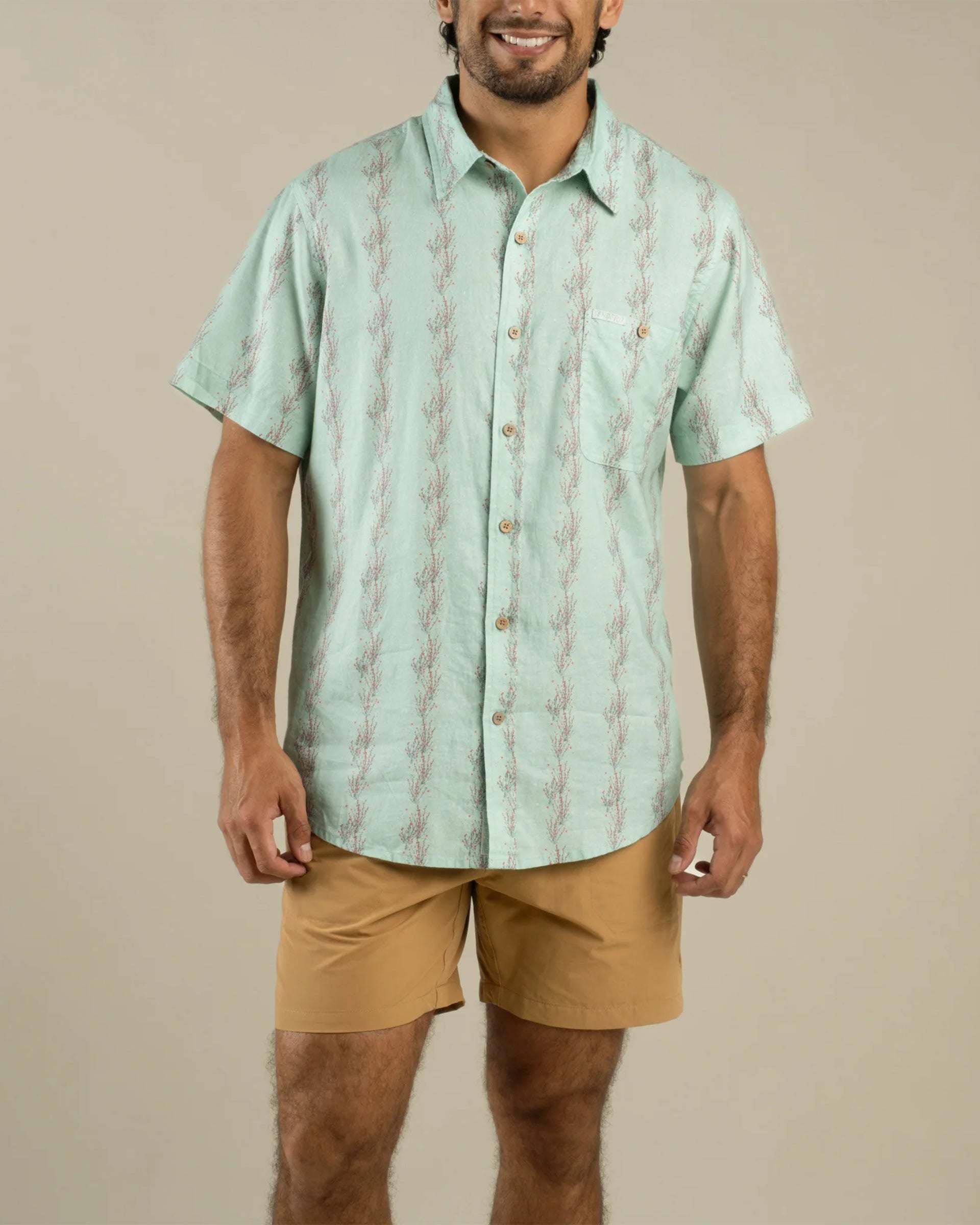 Sendero Provisions Co. City Slicker Short Sleeve Shirt - Ocotillo Stripe Faded Teal
