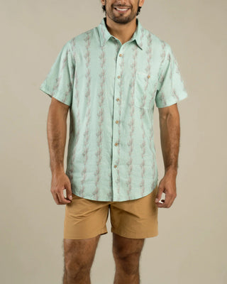 Sendero Provisions Co. City Slicker Short Sleeve Shirt - Ocotillo Stripe Faded Teal
