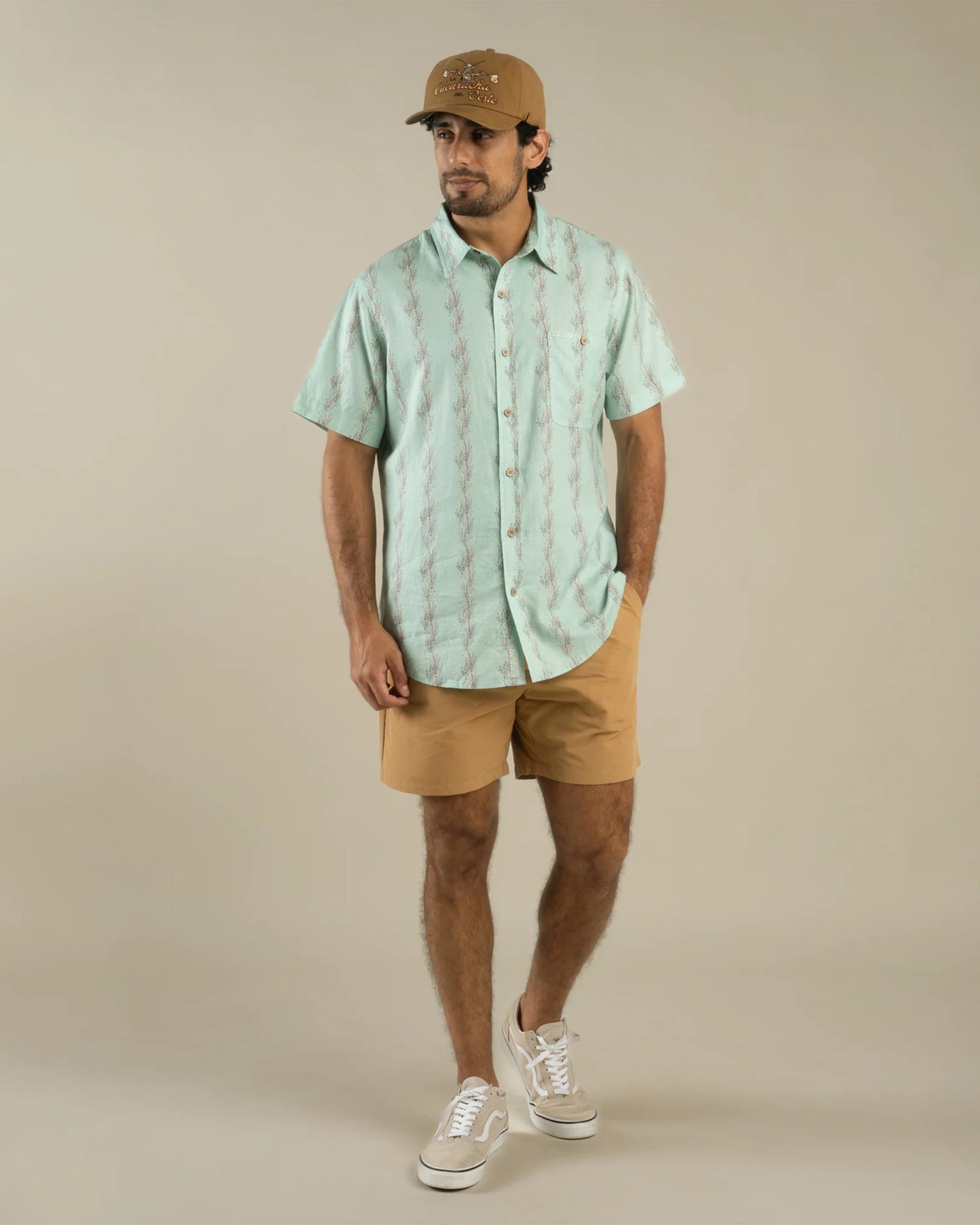 Sendero Provisions Co. City Slicker Short Sleeve Shirt - Ocotillo Stripe Faded Teal