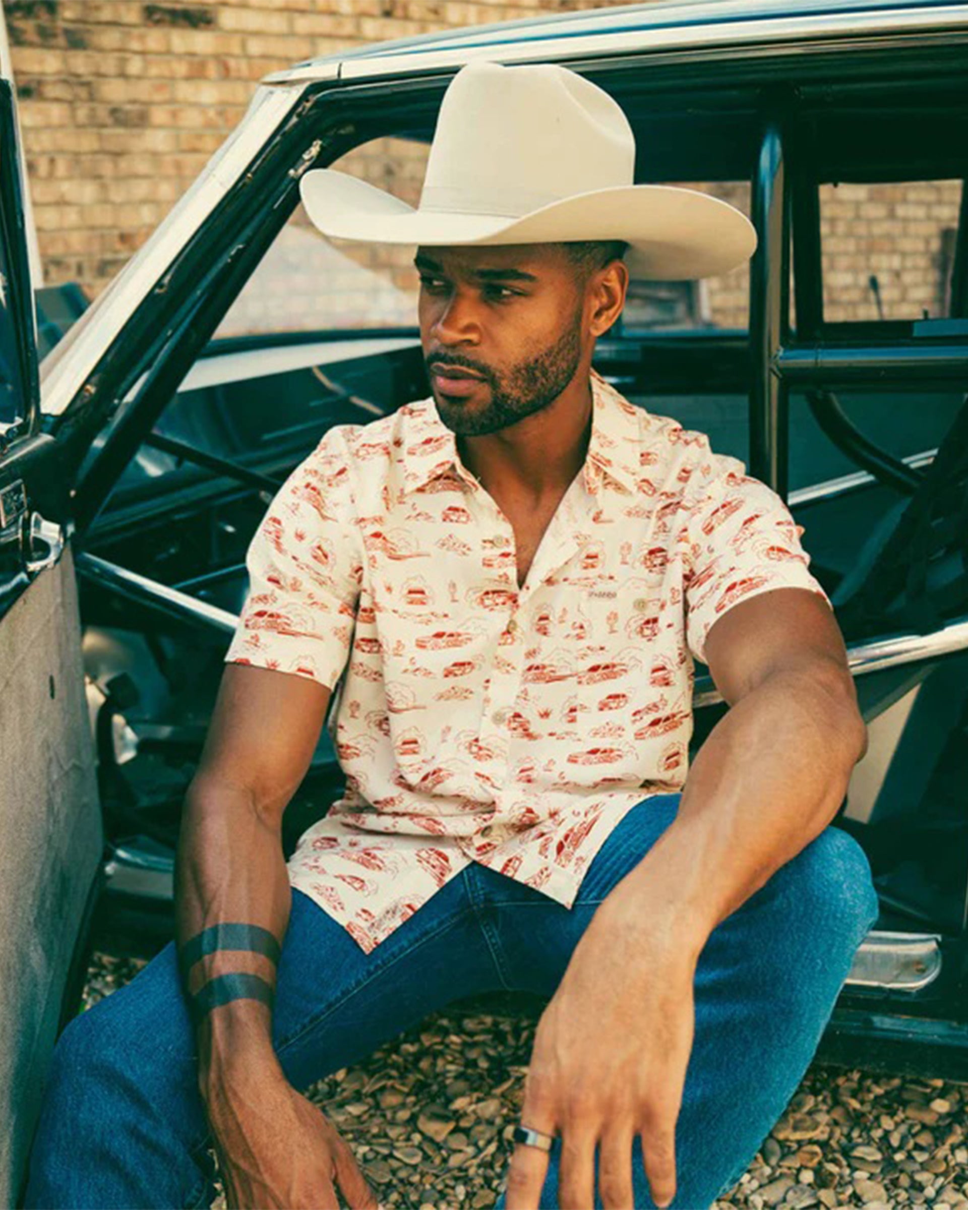 Sendero Provisions Co. Brad Perez x Sendero City Slicker Button Up Shirt - Red Car Touile