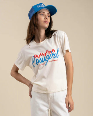 Sendero Provisions Co. Women's Coastal Cowgirl Boxy Tee - Vintage White/Blue Print