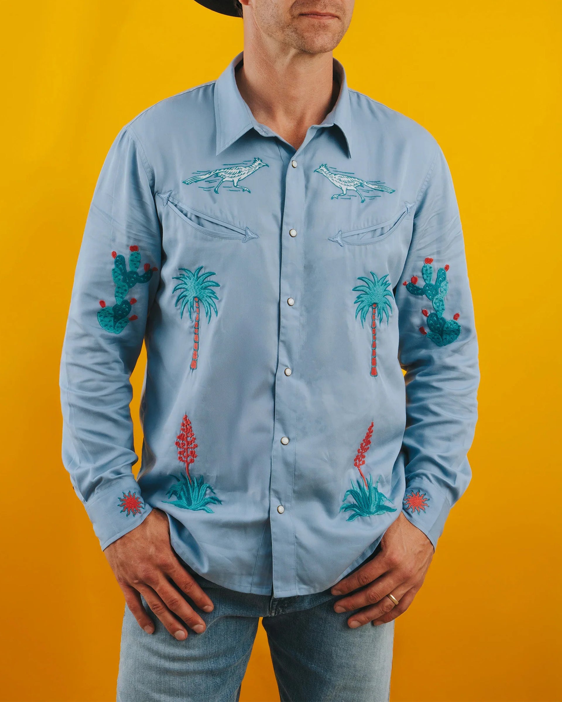 Sendero x Waco Surf Embroidered Pearl Snap L/S Shirt - Ranch and