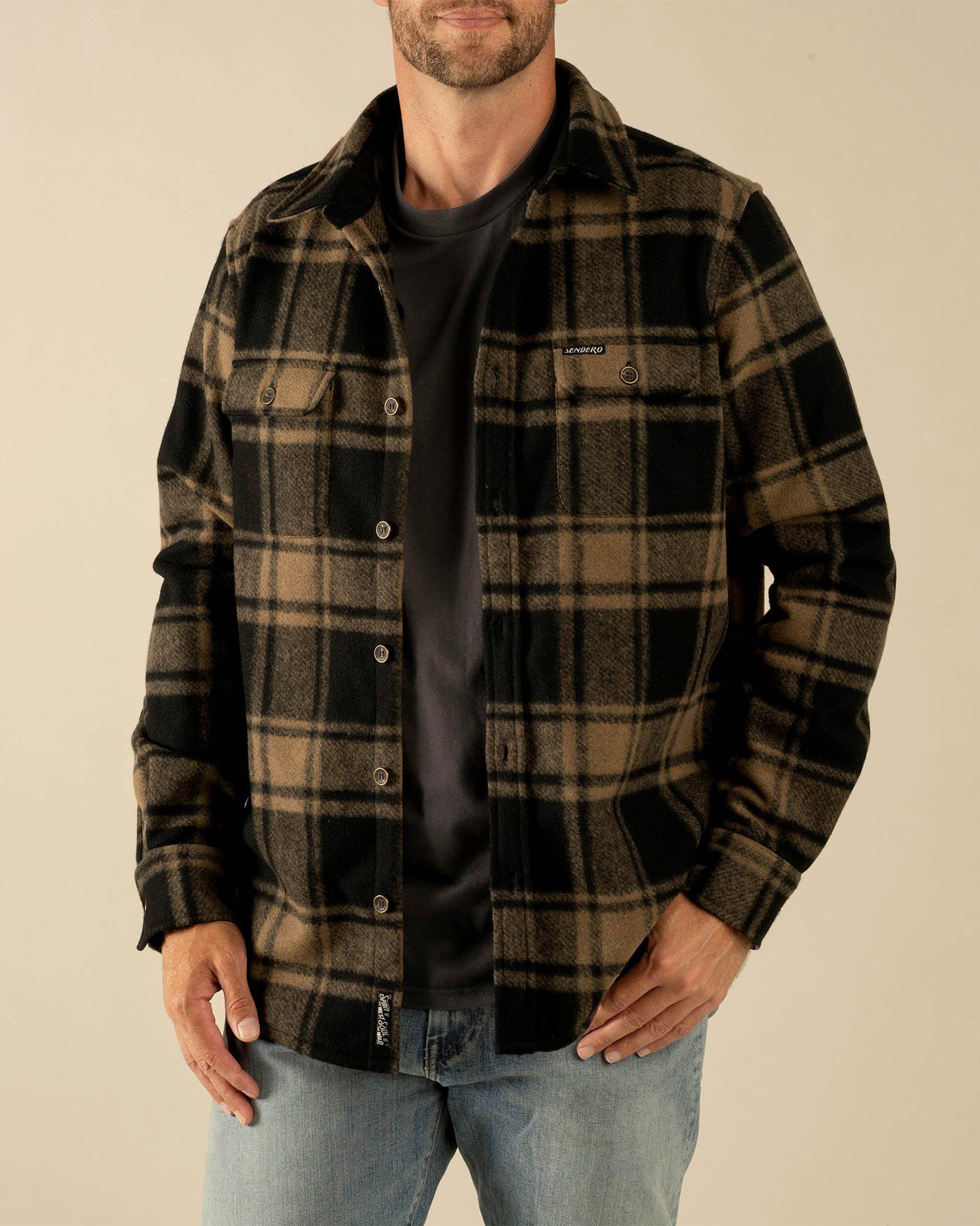 Sendero Provisions Co. Pinedale Flannel - Tan/Black