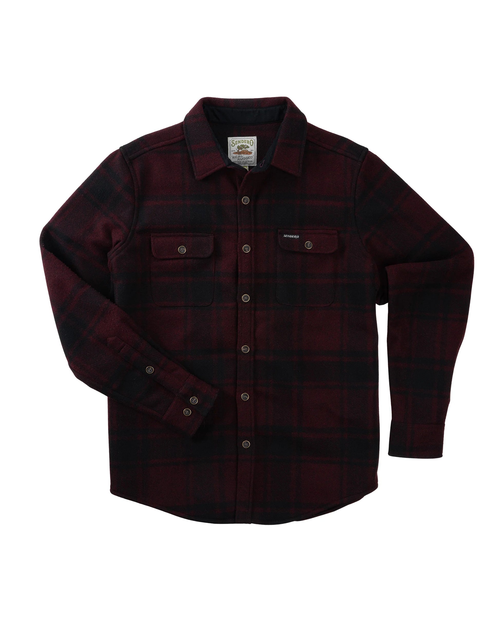 Sendero Provisions Co. Pinedale Flannel - Black/Maroon