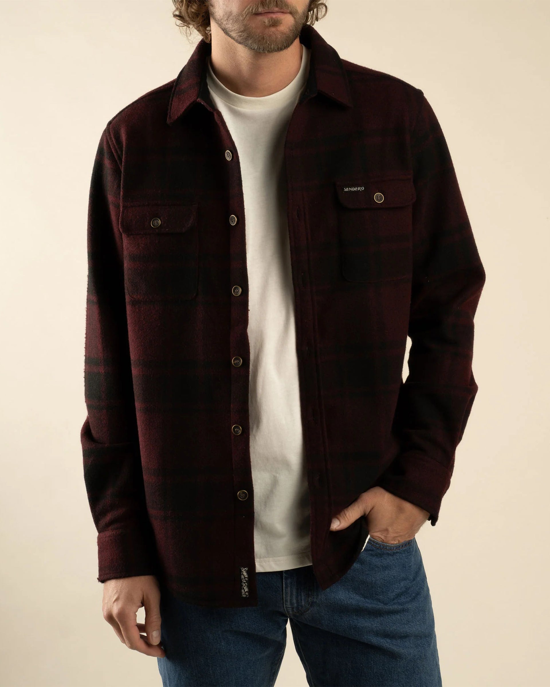 Sendero Provisions Co. Pinedale Flannel - Black/Maroon