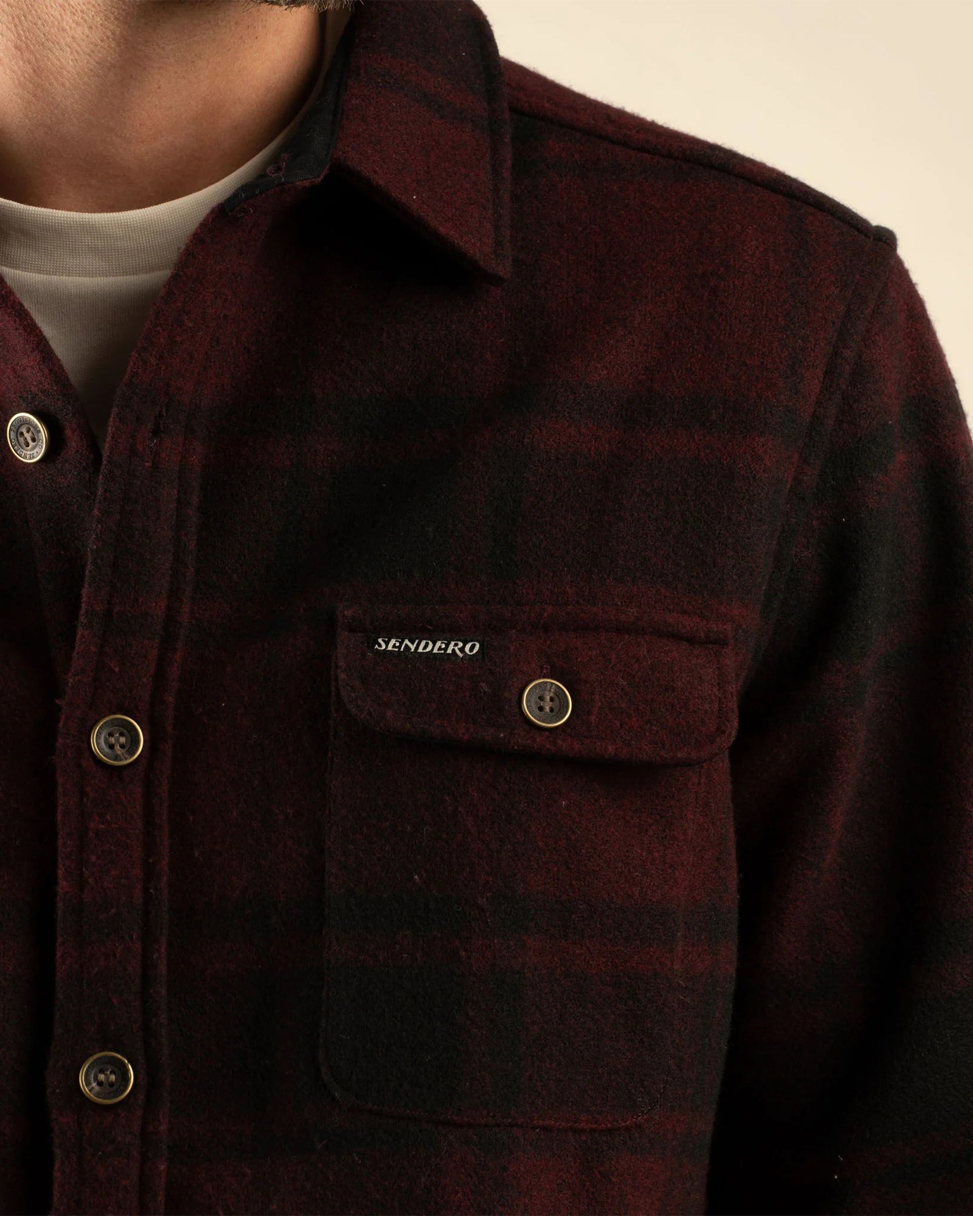 Sendero Provisions Co. Pinedale Flannel - Black/Maroon