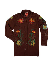 Sendero Provisions Co. Show Pony Embroidered Western Pearl Snap Long Sleeve Shirt - Electric Brown