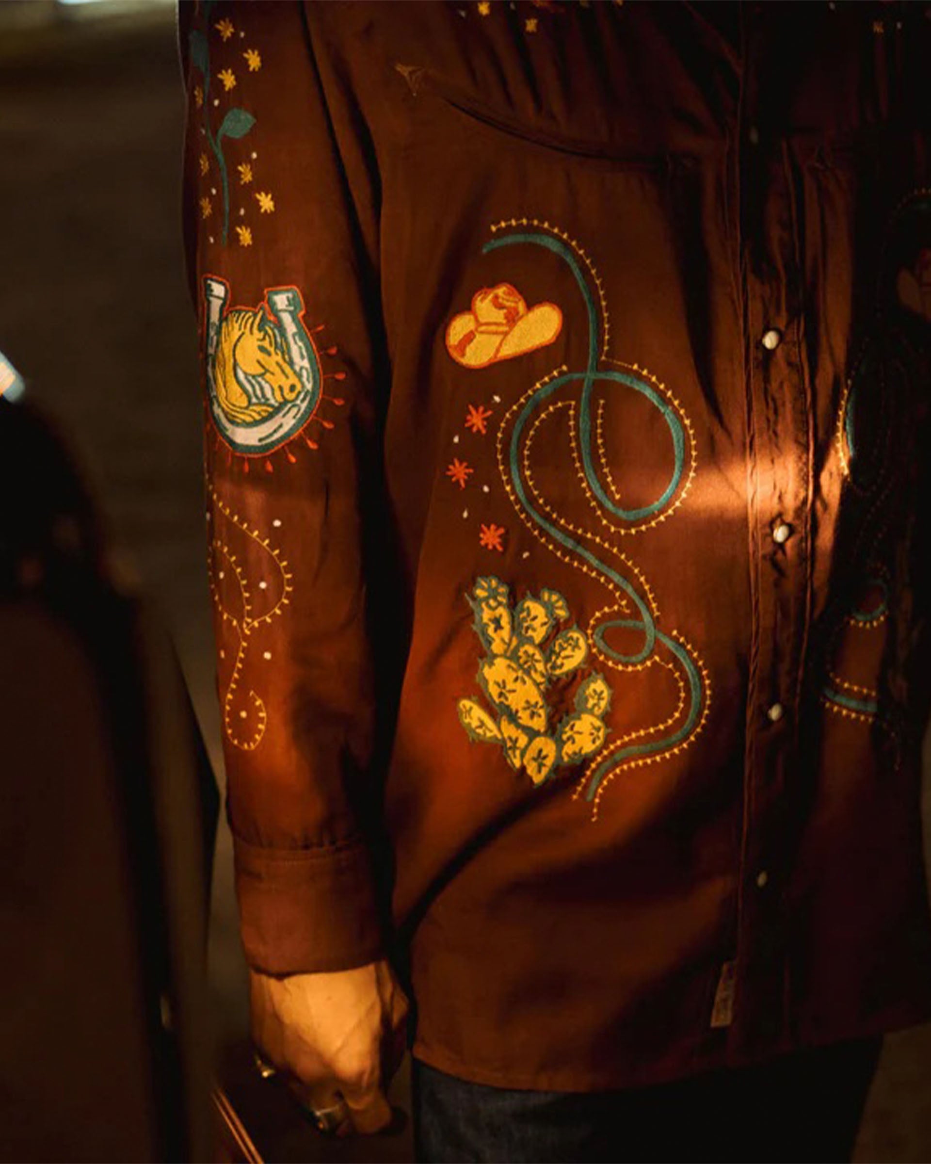 Sendero Provisions Co. Show Pony Embroidered Western Pearl Snap Long Sleeve Shirt - Electric Brown
