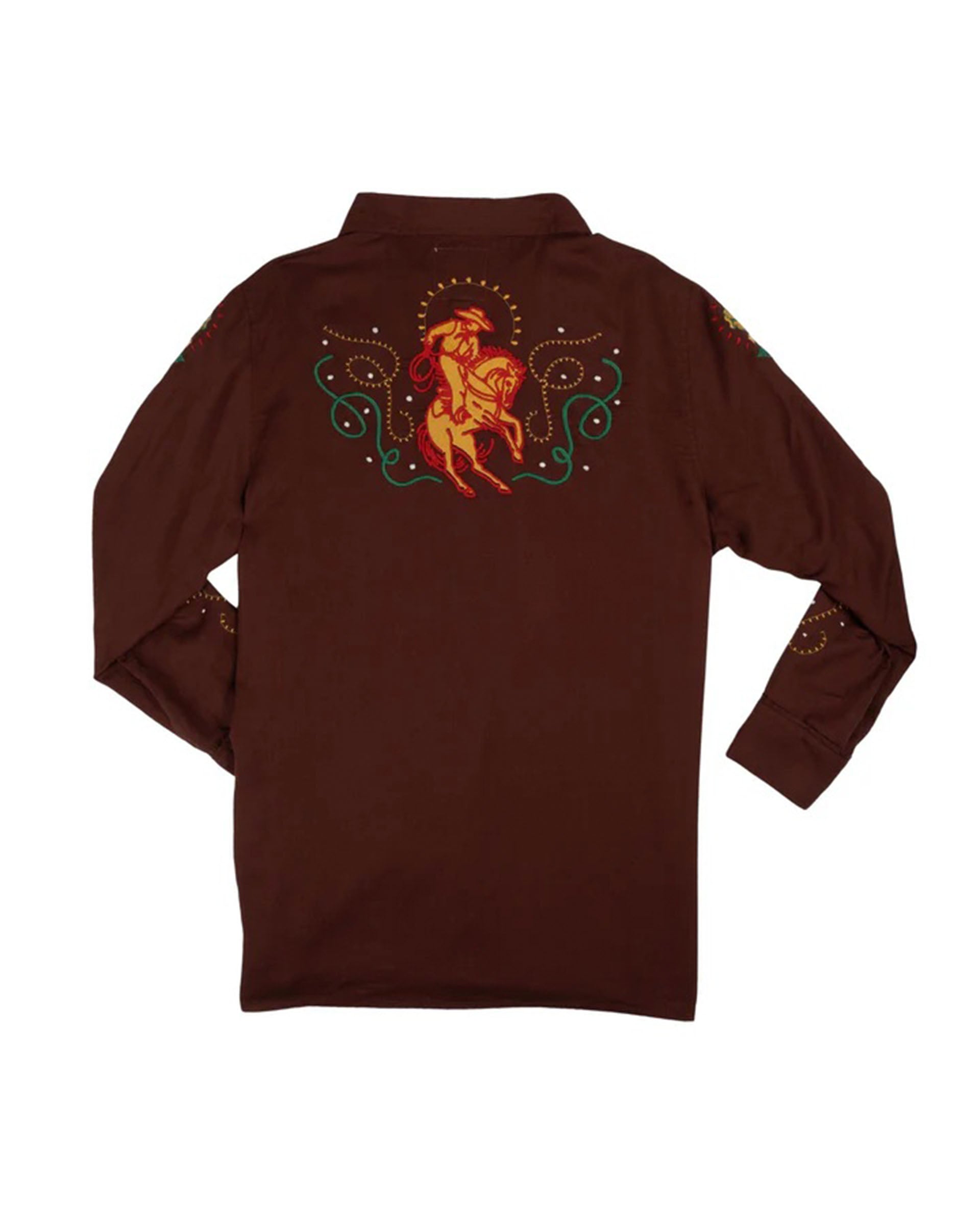 Sendero Provisions Co. Show Pony Embroidered Western Pearl Snap Long Sleeve Shirt - Electric Brown