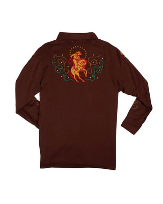 Sendero Provisions Co. Show Pony Embroidered Western Pearl Snap Long Sleeve Shirt - Electric Brown