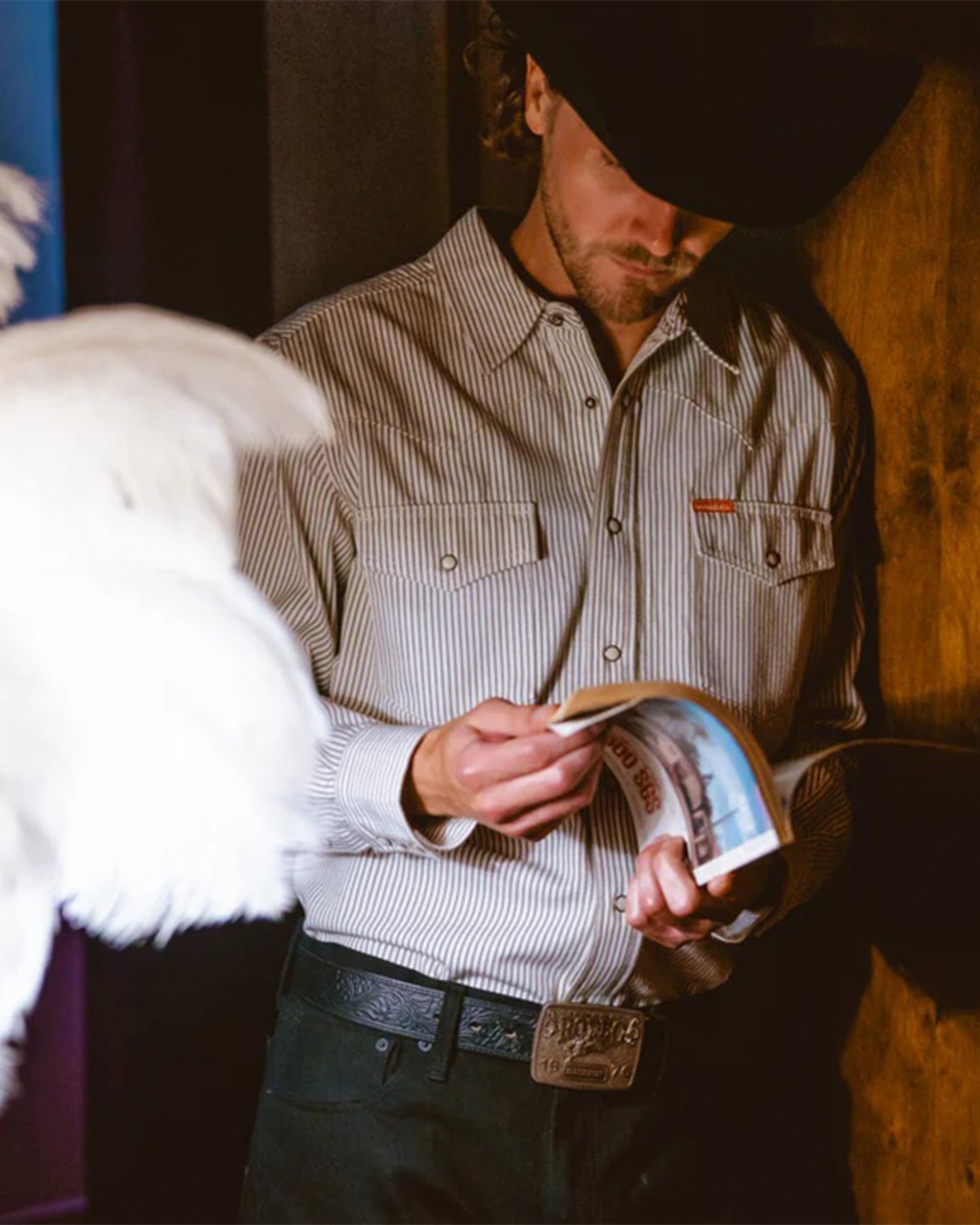 Sendero Provisions Co. The Wyatt Pearl Snap Long Sleeve Denim Shirt - Grey Hickory