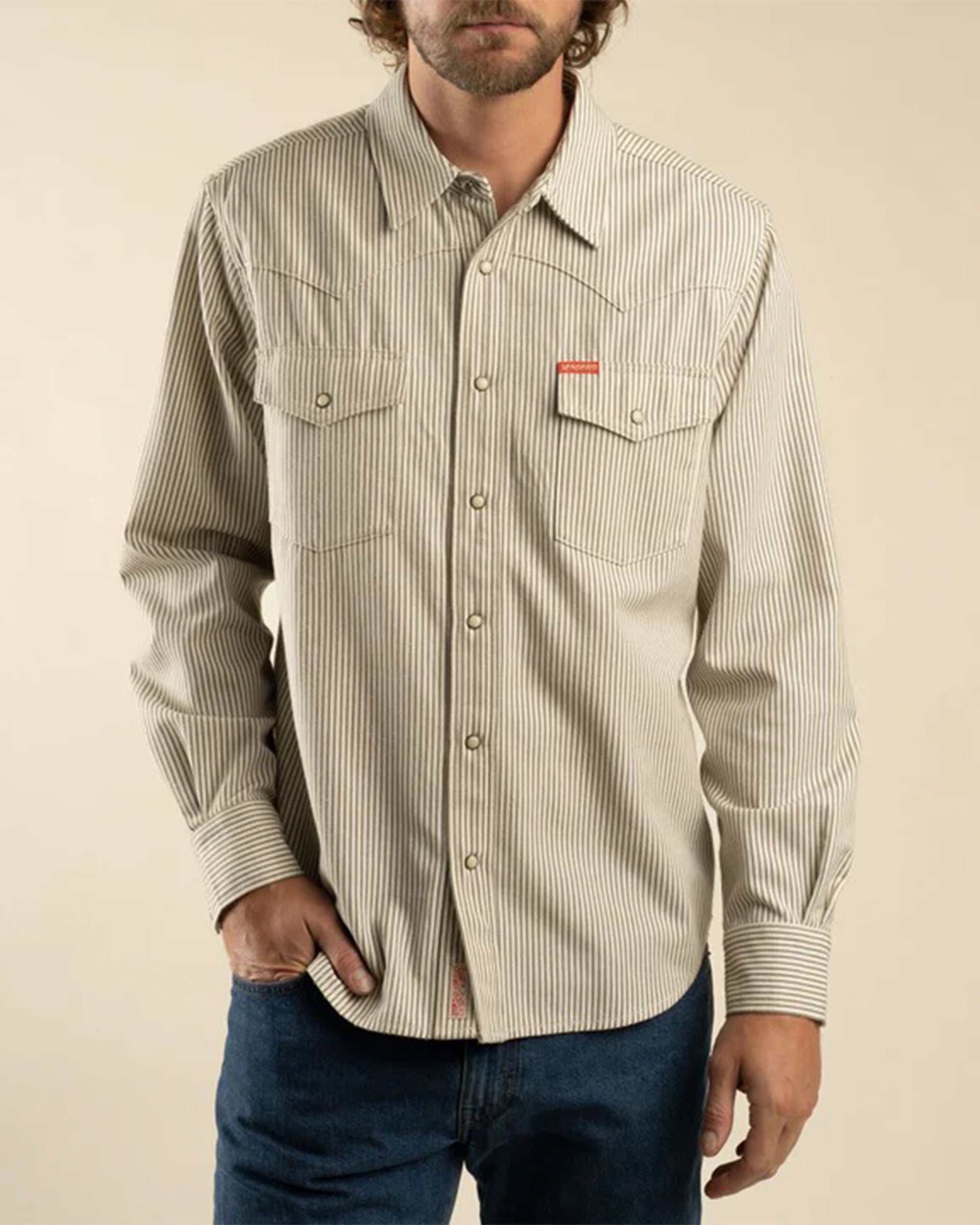 Sendero Provisions Co. The Wyatt Pearl Snap Long Sleeve Denim Shirt - Grey Hickory