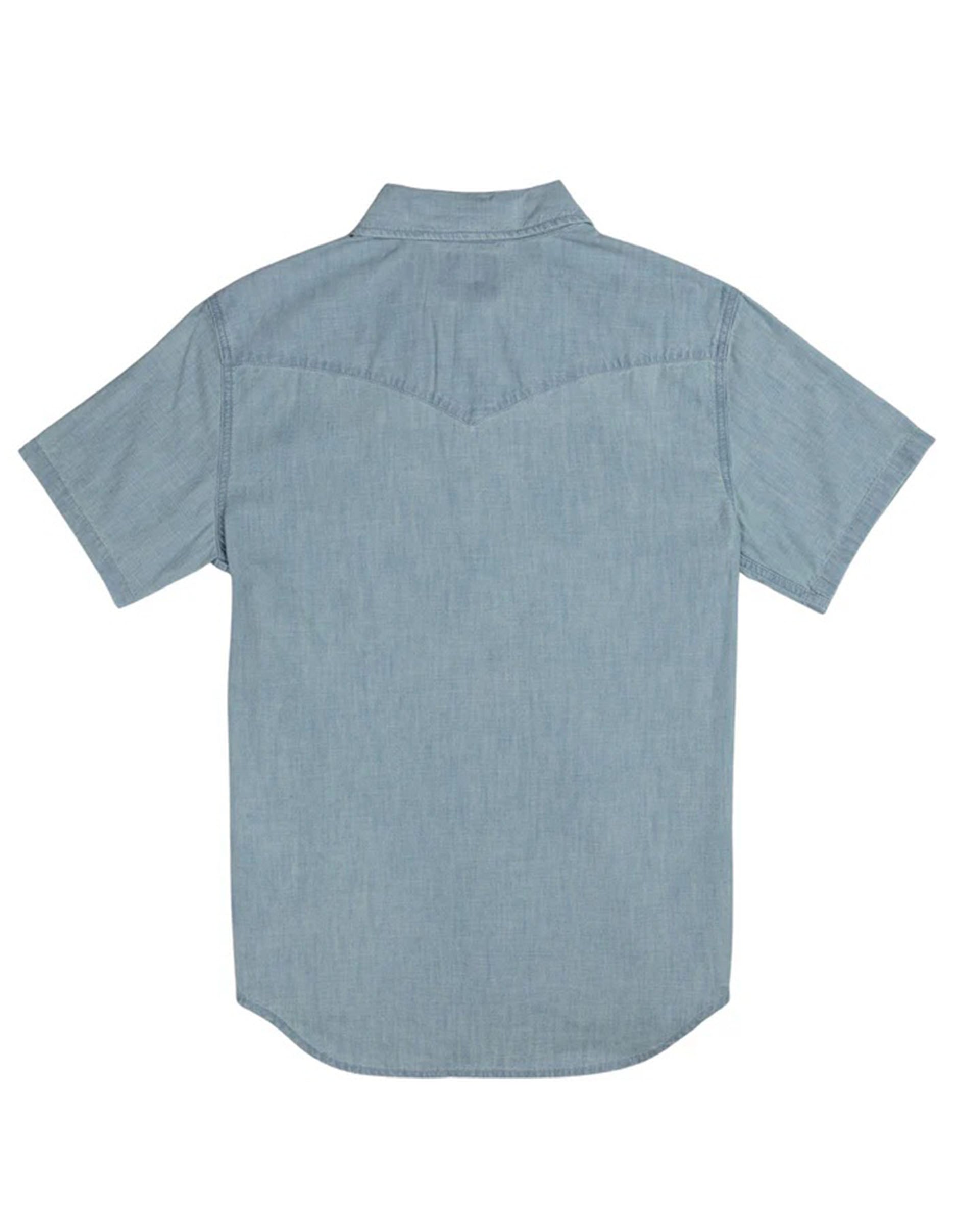 Sendero Provisions Co. The Wyatt Pearl Snap Short Sleeve Solid Shirt - Washed Indigo Chambray