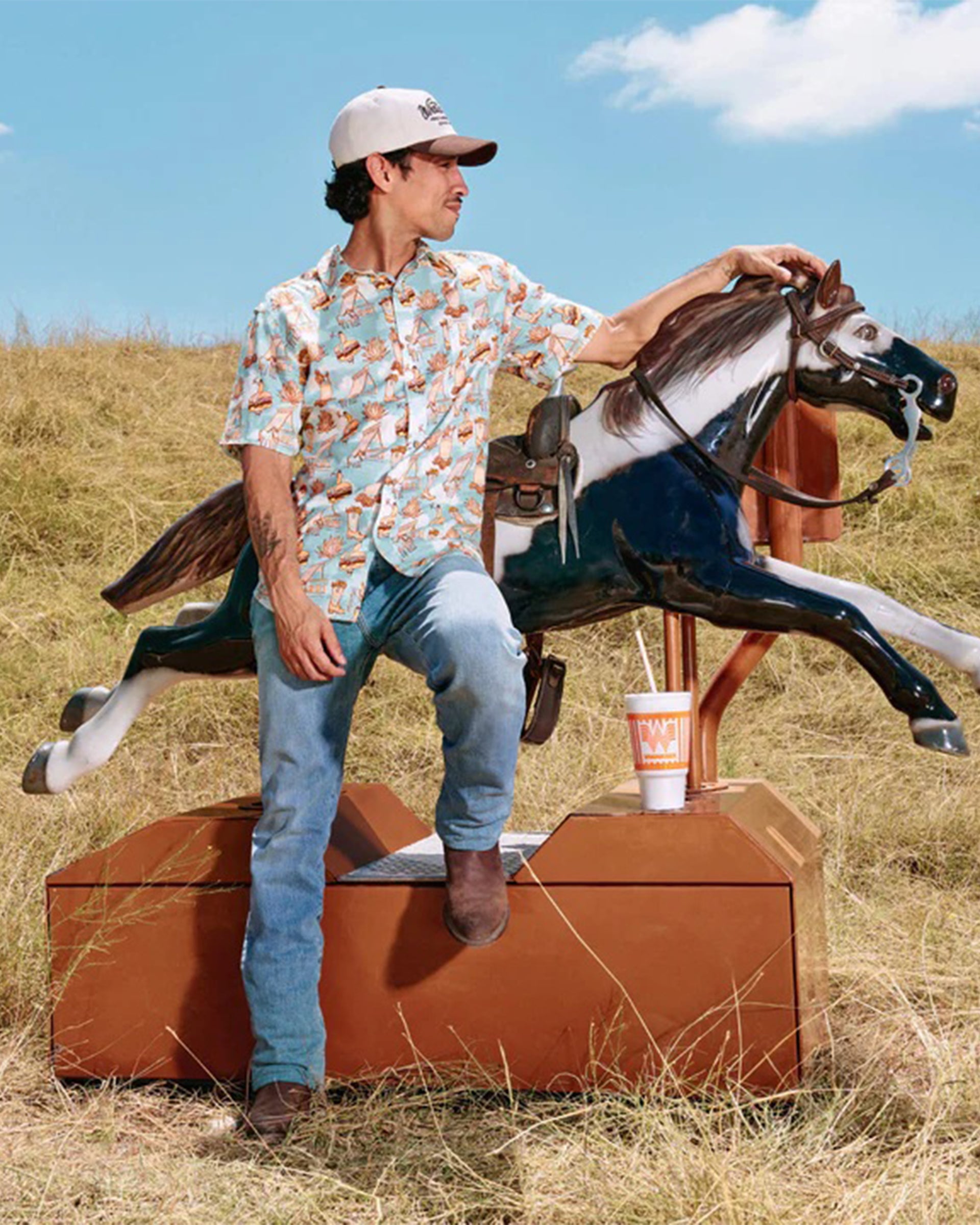 Sendero Provisions Co. Whataburger x Sendero City Slicker Short Sleeve Shirt - Cowboy Drive Thru Print