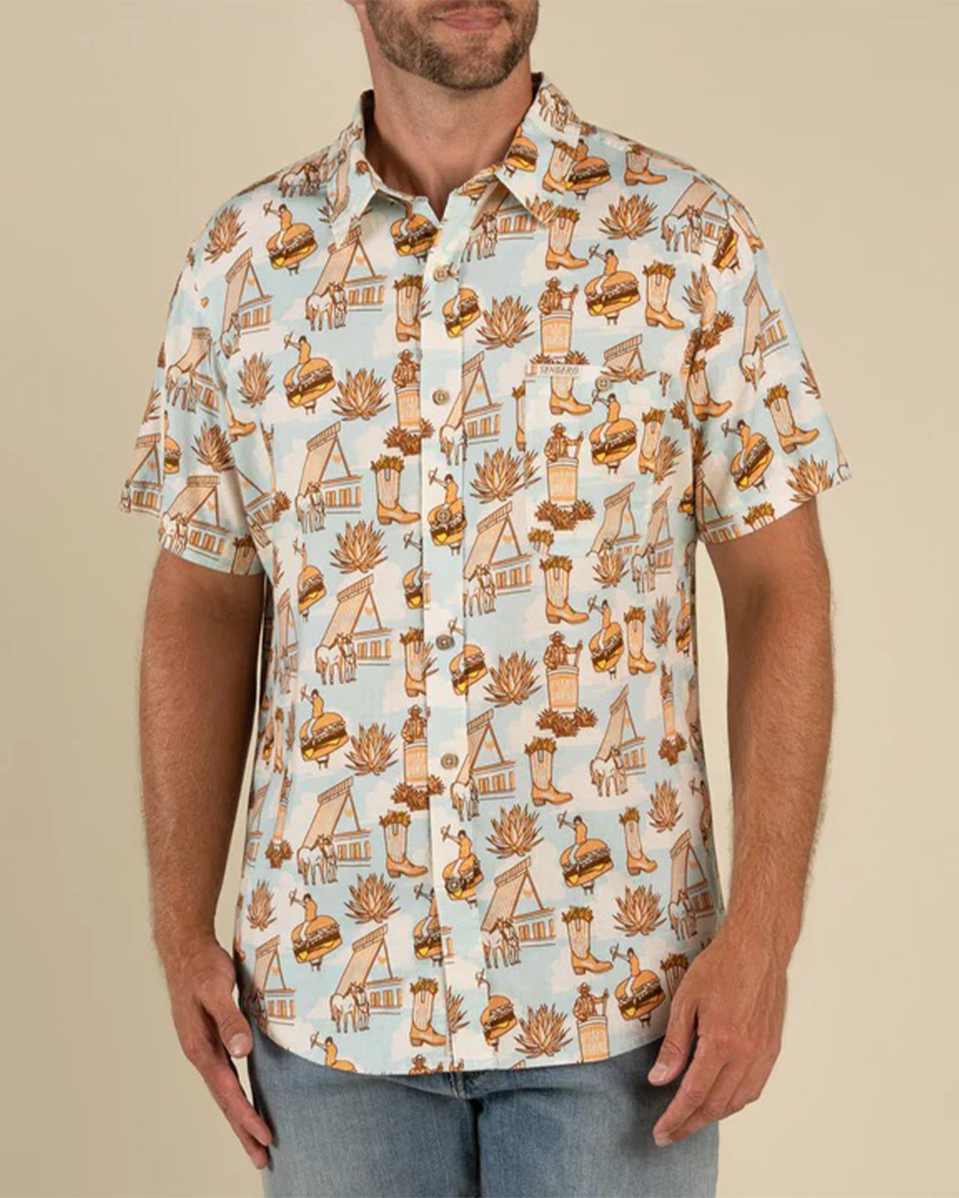 Sendero Provisions Co. Whataburger x Sendero City Slicker Short Sleeve Shirt - Cowboy Drive Thru Print